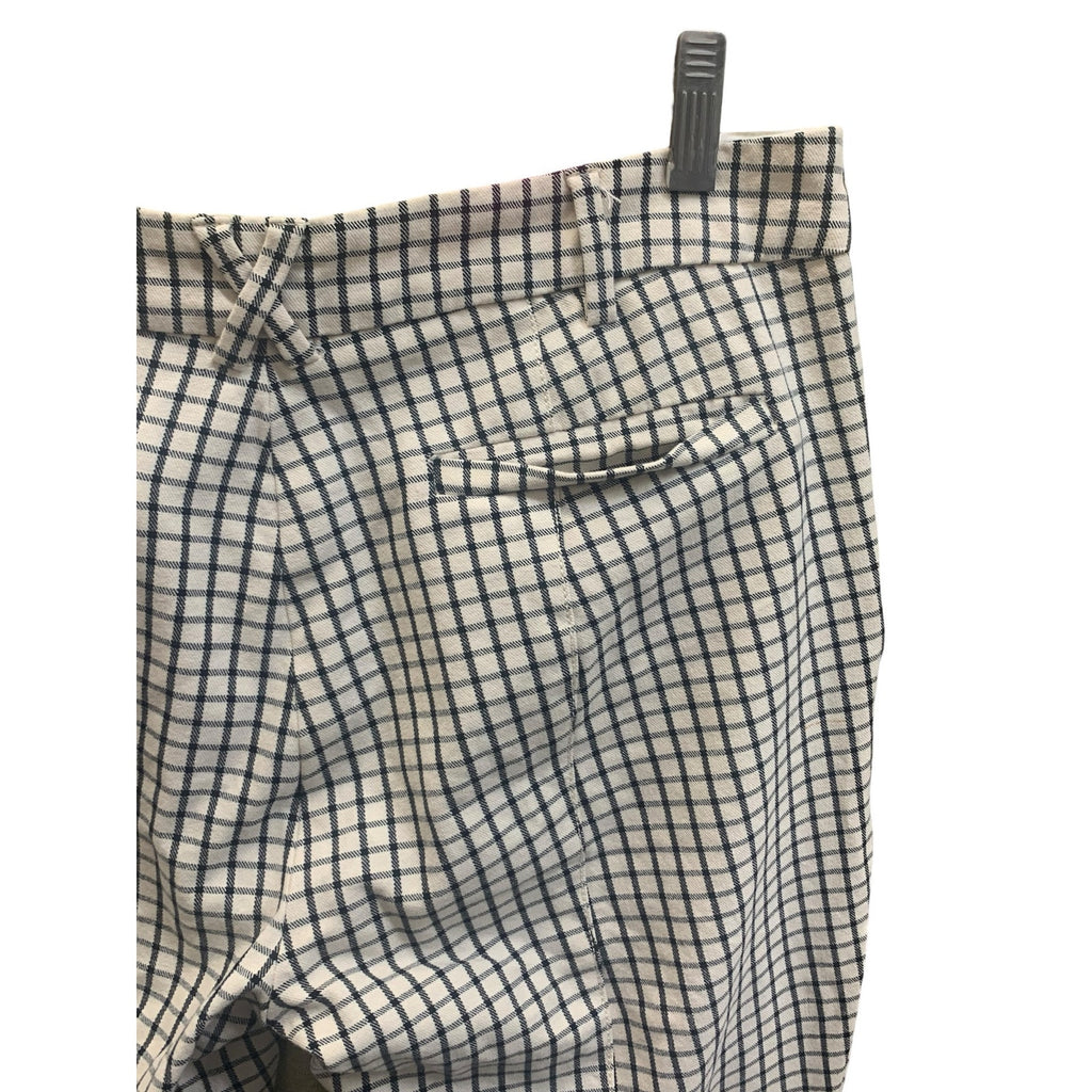 Anthropologie The Essential Slim Trousers Cream/Black Plaid Pants SZ 8
