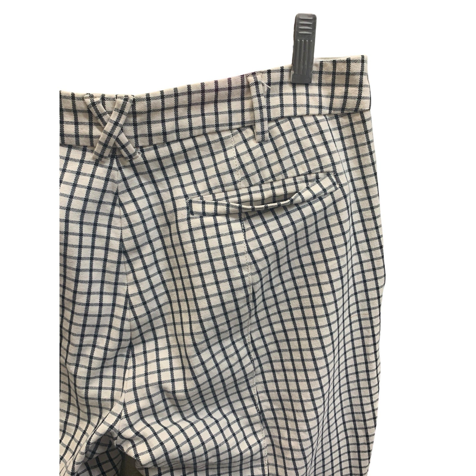Anthropologie The Essential Slim Trousers Cream/Black Plaid Pants SZ 8