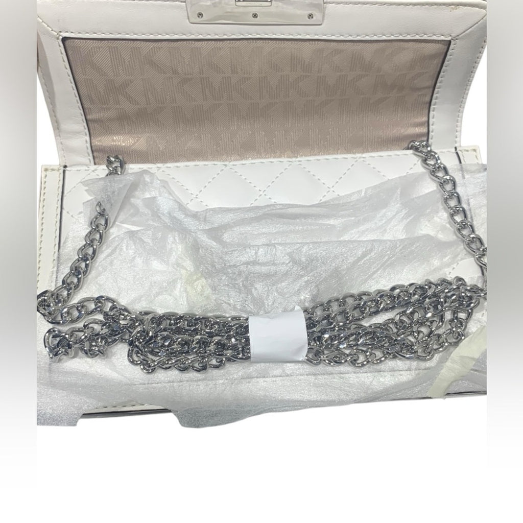 NWT MICHAEL Michael Kors SLOAN MESSENGER White and Silver Crossbody Bag