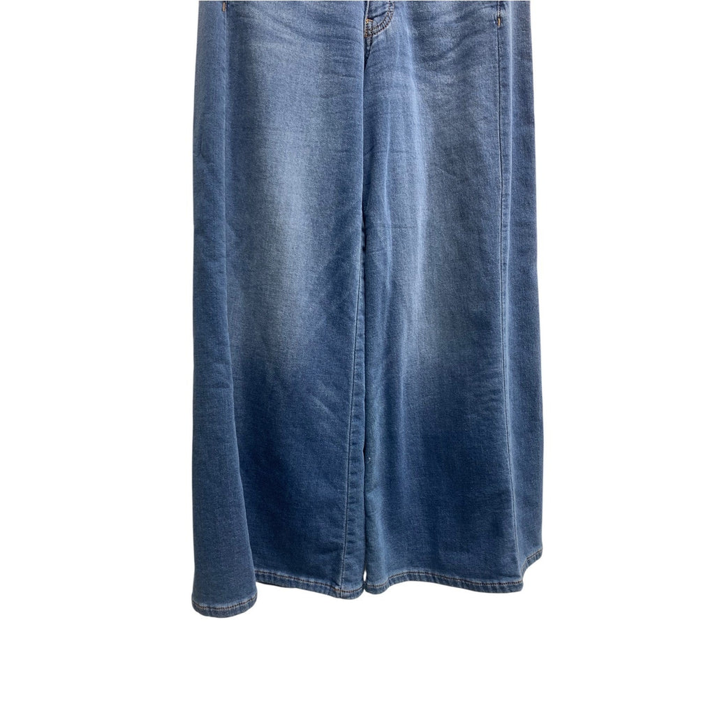 Pilcro and the Letterpress Wide Leg Denim Jeans Medium Wash Petite 25P High Rise