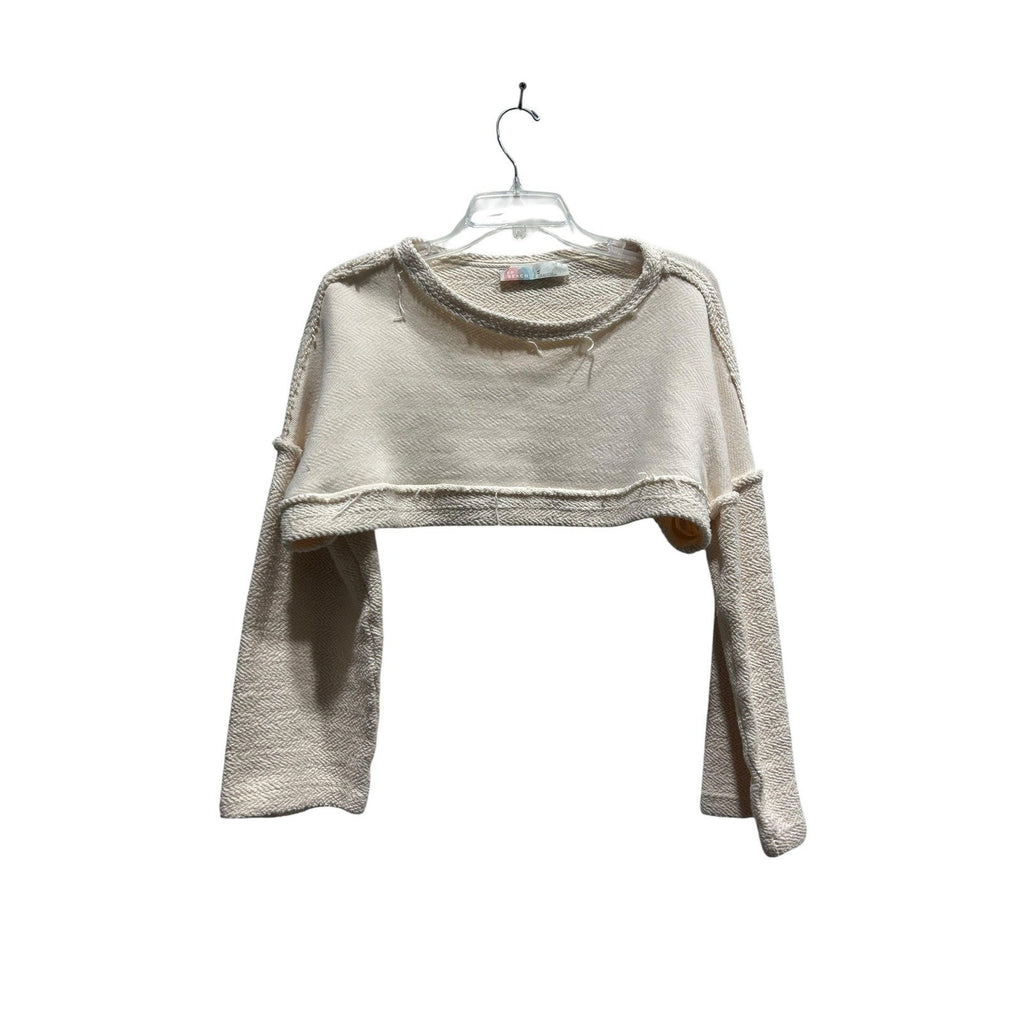 Free People FP Beach Womens Cream Textured Super Cropped Shrug Sweater Size M