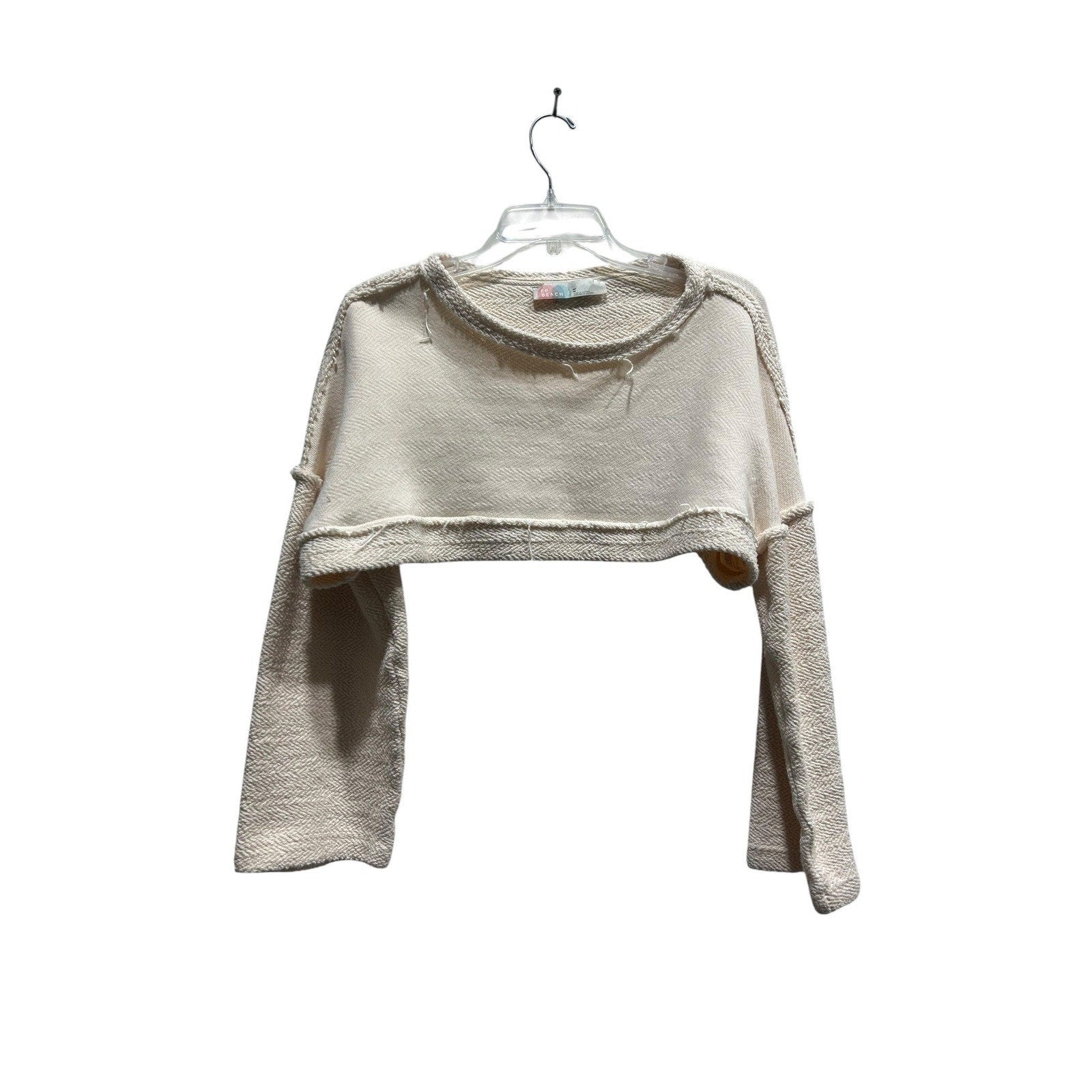 Free People FP Beach Womens Cream Textured Super Cropped Shrug Sweater Size M