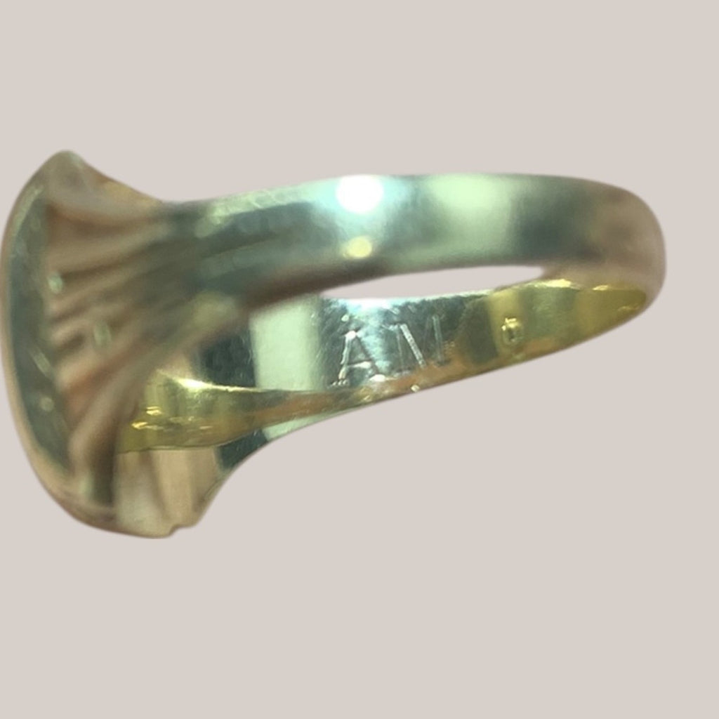 Vintage Visalia Union High School 14K Yellow Gold Class‎ Ring Red Stone Size 6.5