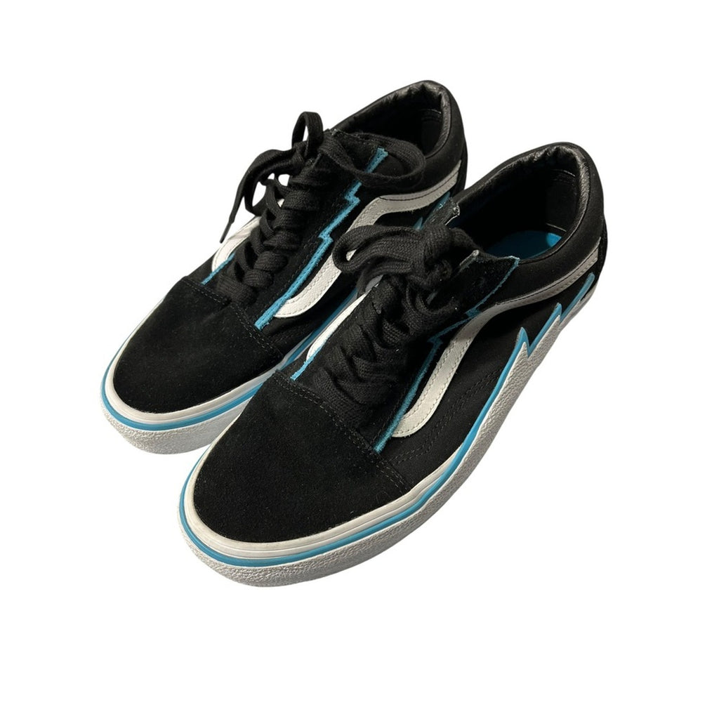 Vans Old Skool Bolt Black White Light Blue Low Top Skate Shoes Mens 9.5 Women 11