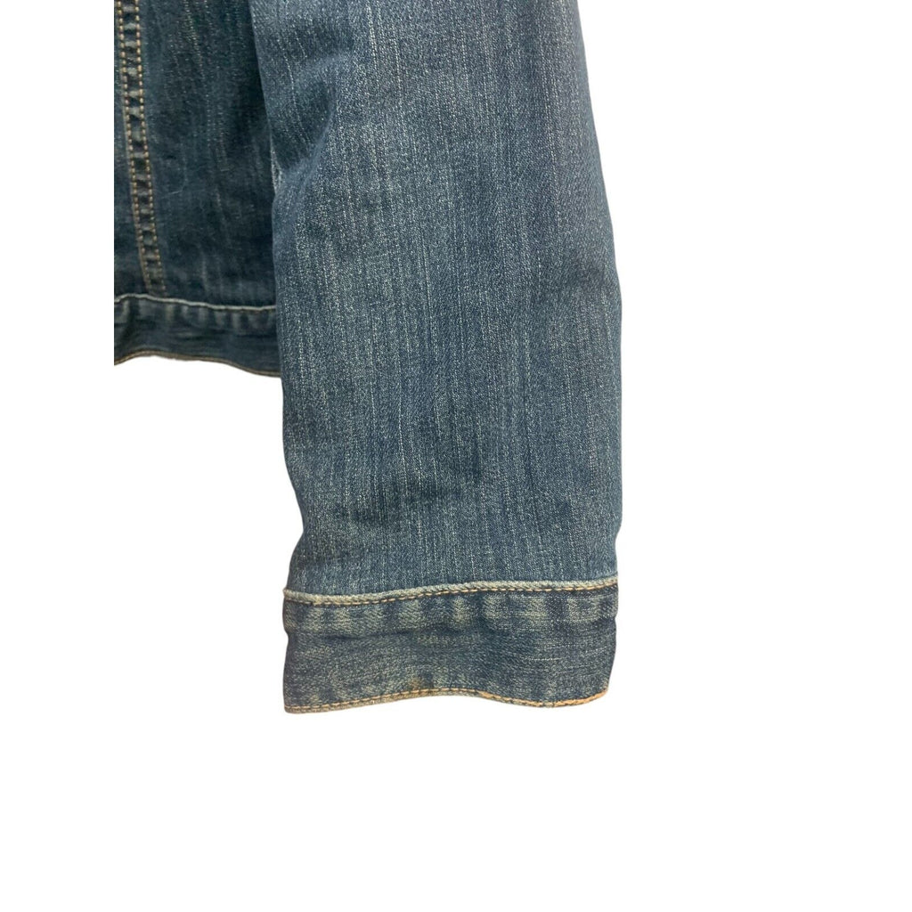 GAP Stretch Denim Jean Jacket Thick Wool Lining S Vintage Holiday 2003