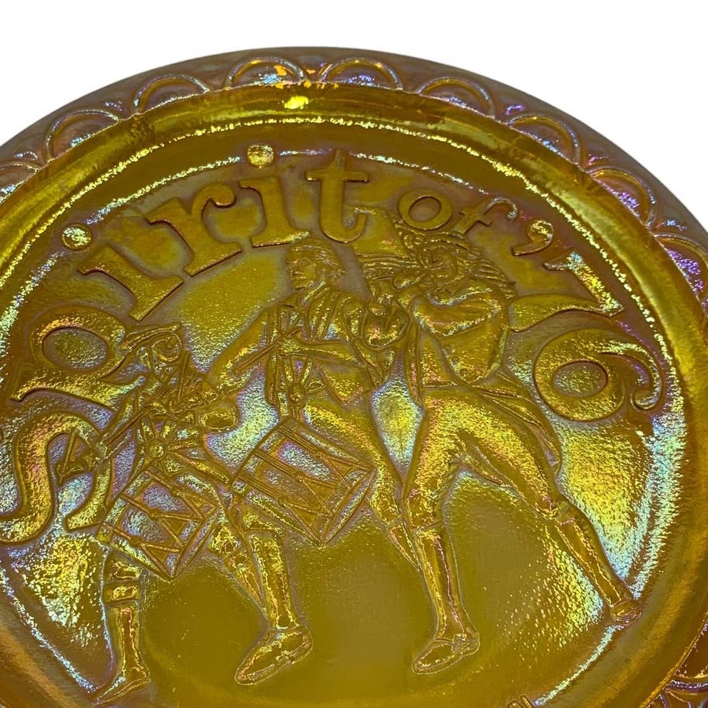 Indiana Glass Co. 1776-1976 Commemorative Plate SPIRIT OF '76 Fife & Drum