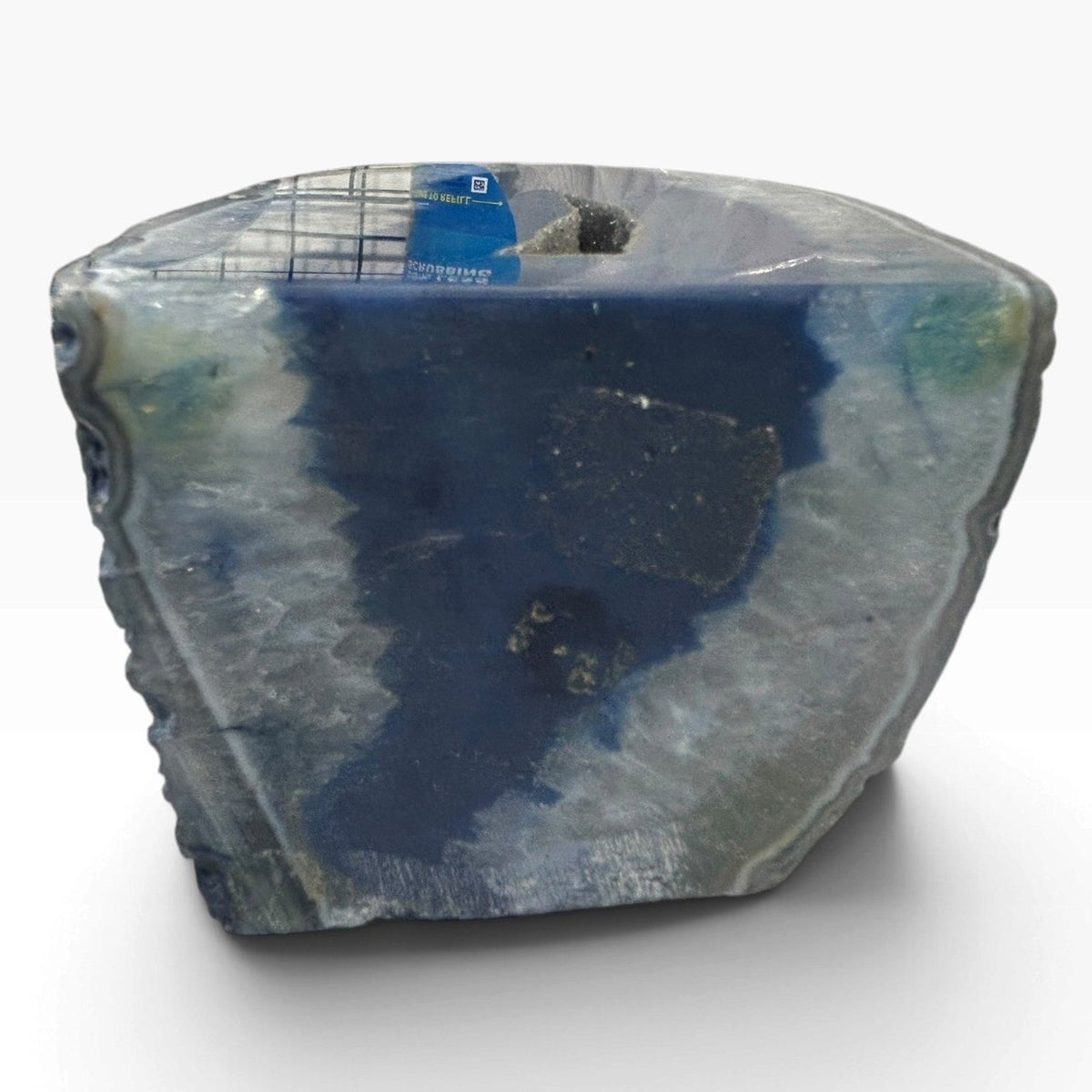 Blue Agate Geode Polished Crystal Druzy Mineral Specimen 2.5 lbs Display Rare