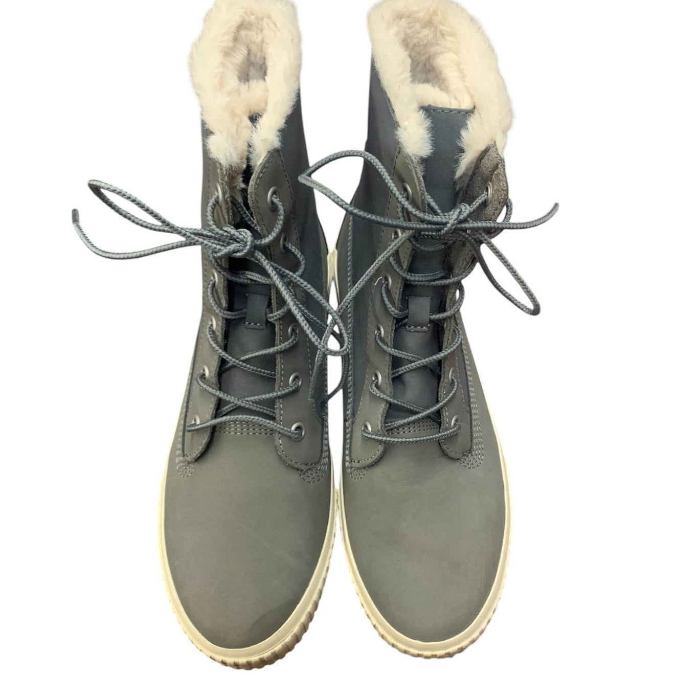 Timberland Women's Skyla Bay 6" Gray Faux Fur Fold Down Nubuck Boot US 8.5
