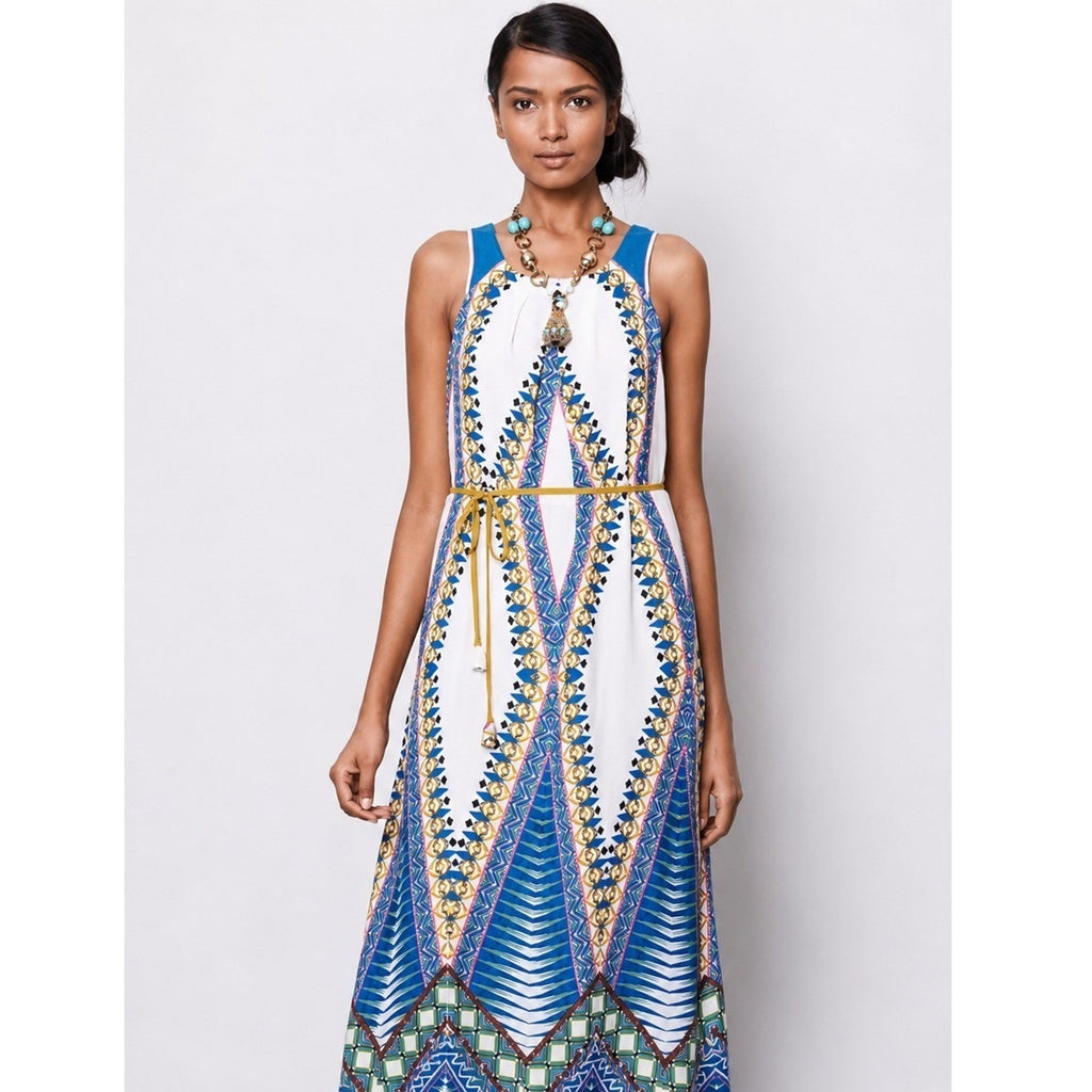 Maeve Anthropologie Tribal Print Sleeveless Maxi Dress Size 6 Boho coastal vacay