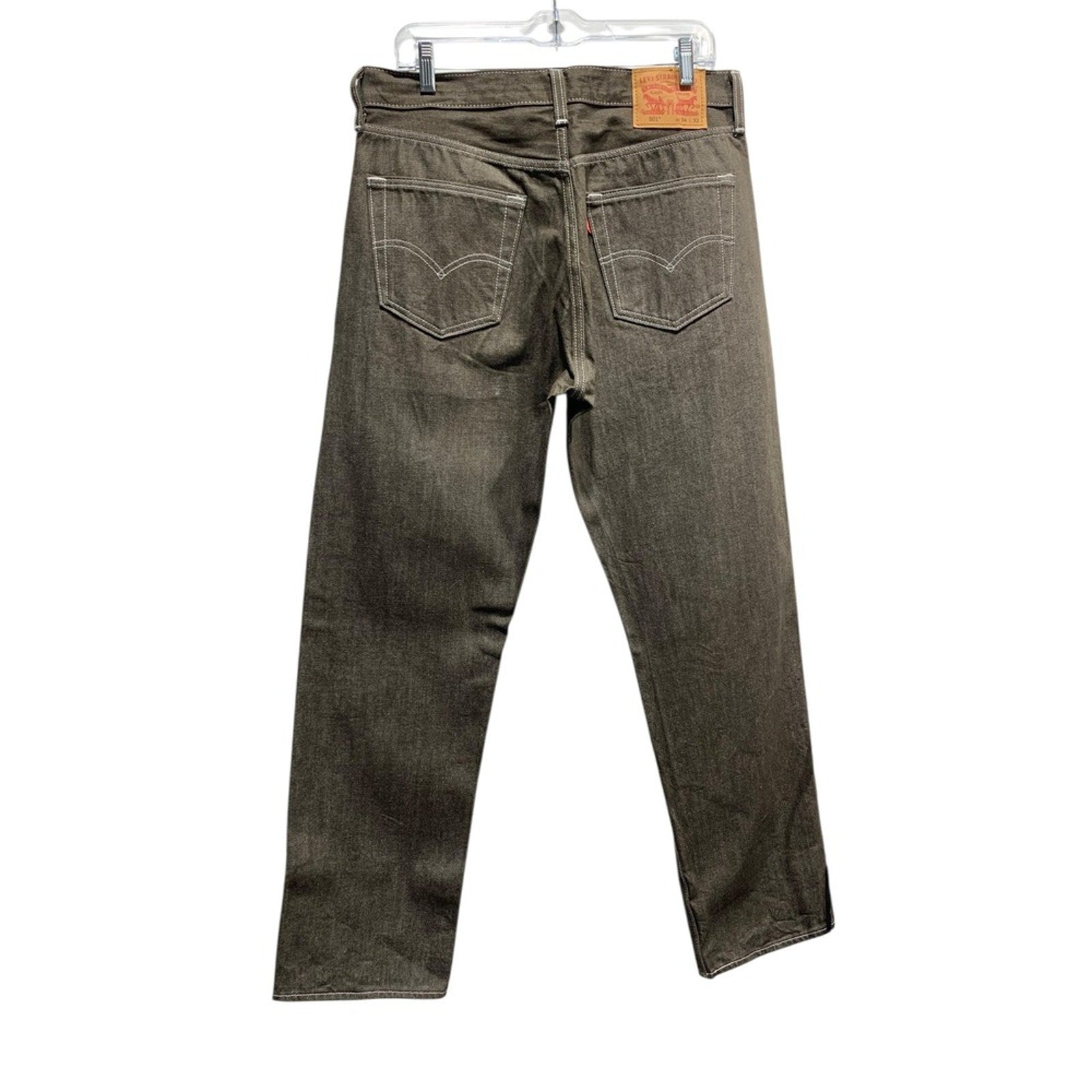 Levi's 501 Jeans W34 L32 Mens Brown Straight Leg Denim Pants