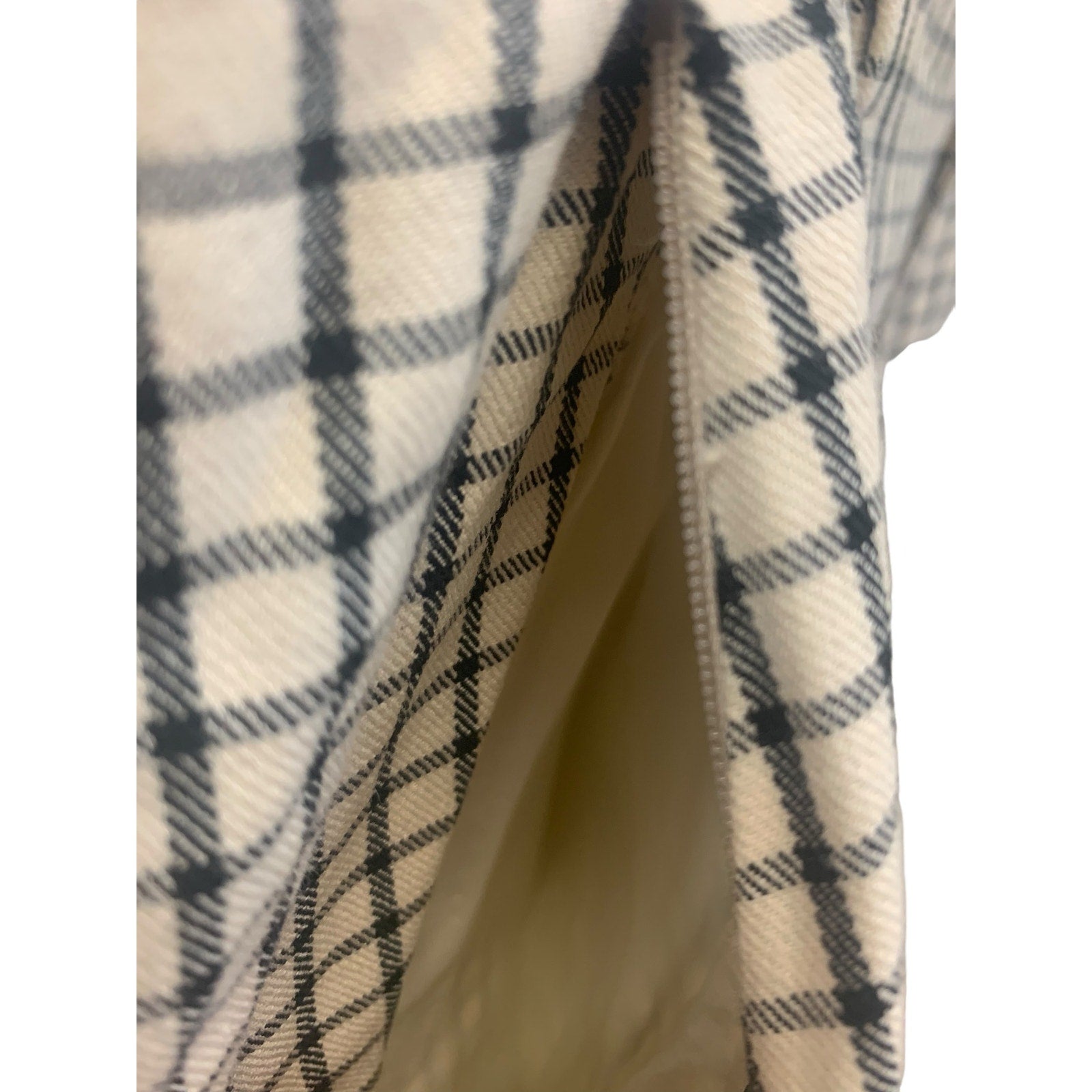 Anthropologie The Essential Slim Trousers Cream/Black Plaid Pants SZ 8