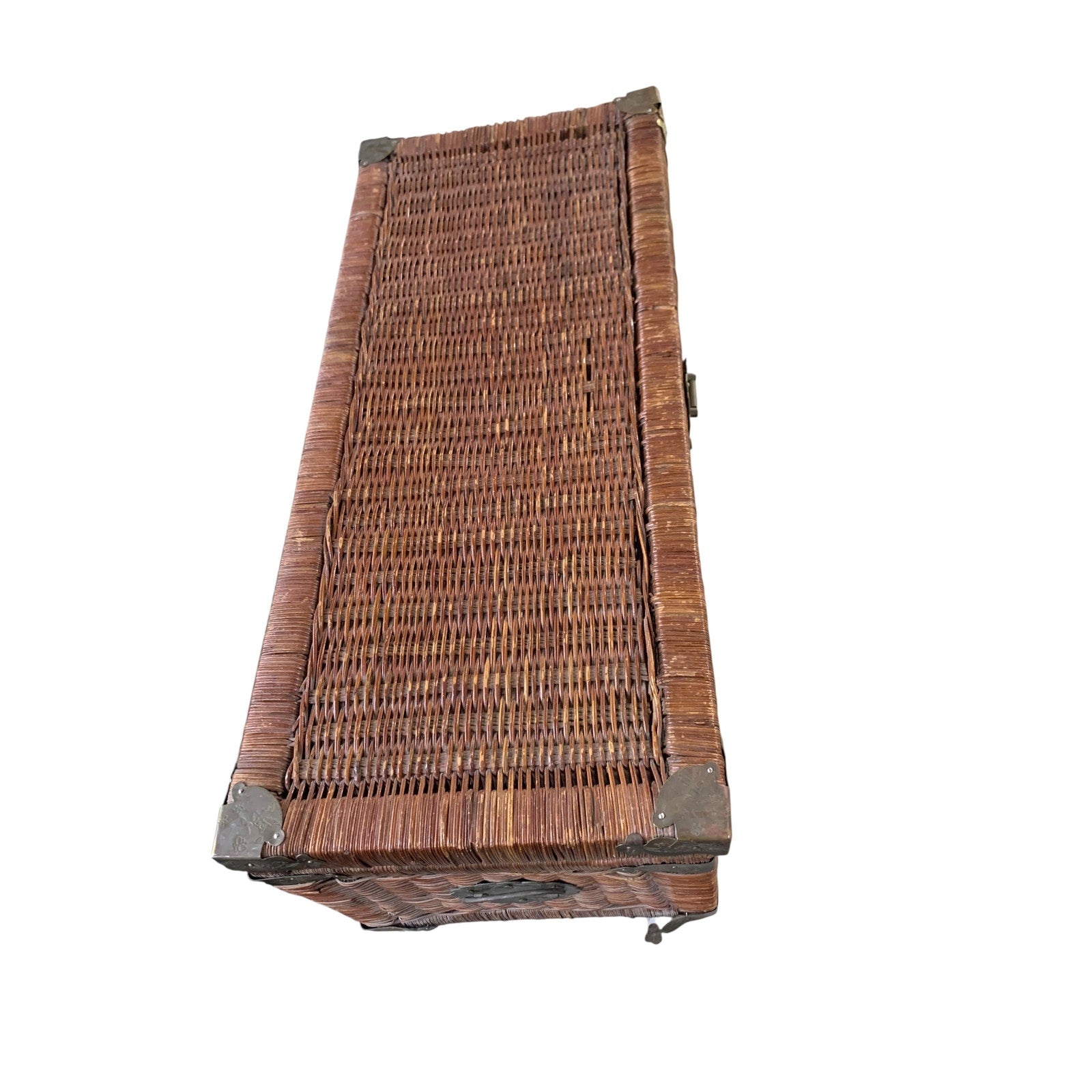Vintage Chinoiserie Hand Woven Wicker Chest 28"