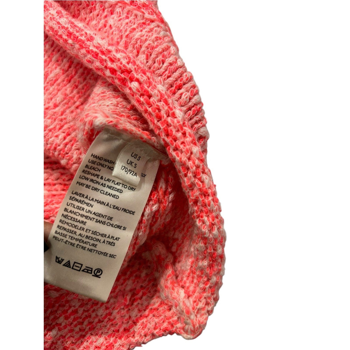 Free People Neon Flamingo V-Neck Marled Knit Relaxed Sweater OB1072421 Size S