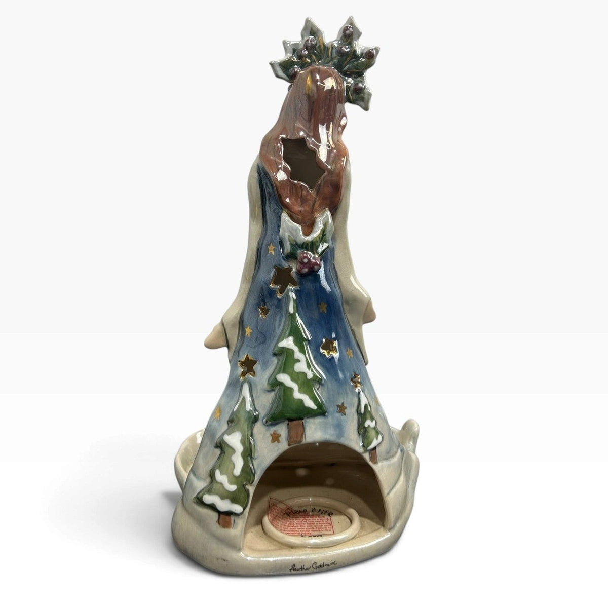 Blue Sky Clayworks Heather Goldminc Christmas Maiden Tea Light Holder 2005 Nice