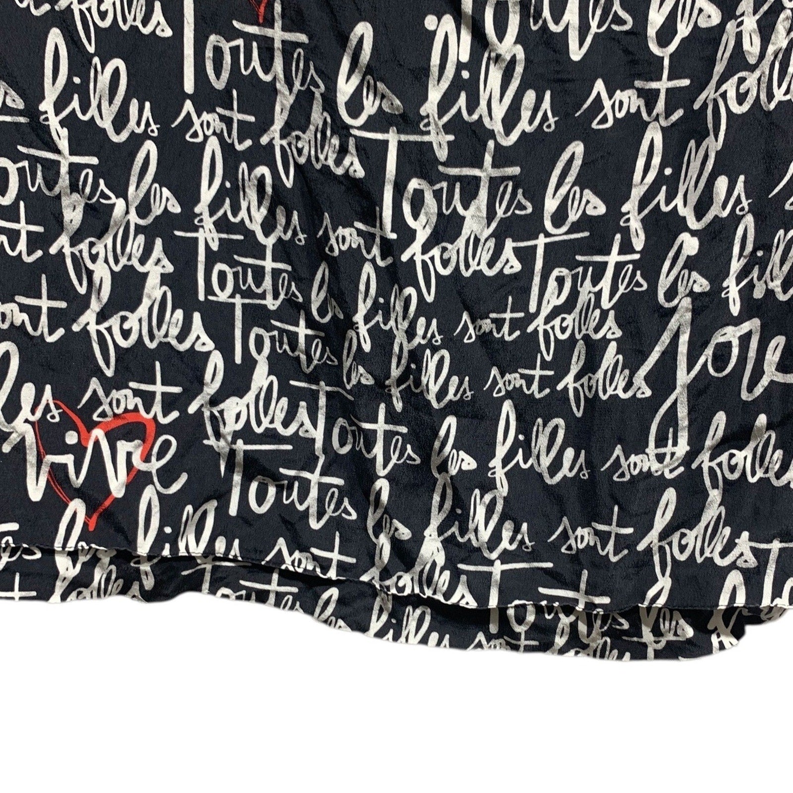 Kate Spade Toutes les Filles sont Folles Script Blouse Navy Red Collar Size 4