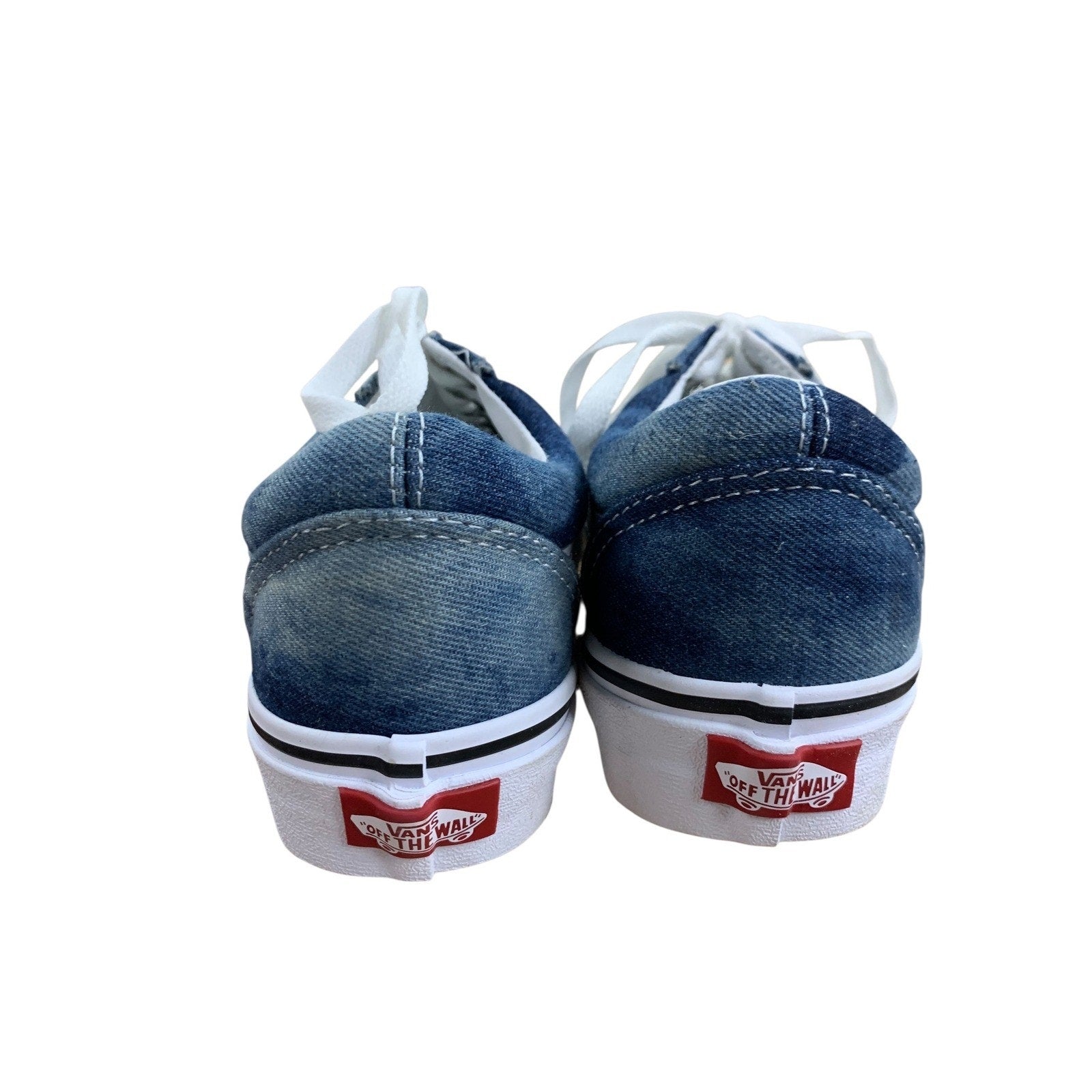 Vans Old Skool Denim Blue Sneakers Casual Lace Up Shoes Women's Size 5.5