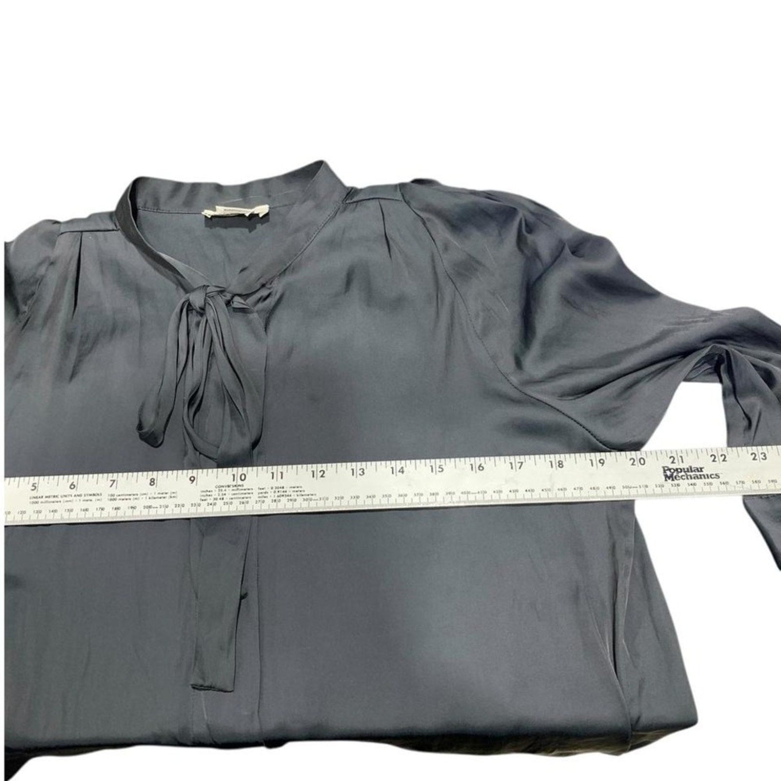 Zadig & Voltaire Touch Satin Bow Blouse Shirt M Black Long Sleeve career