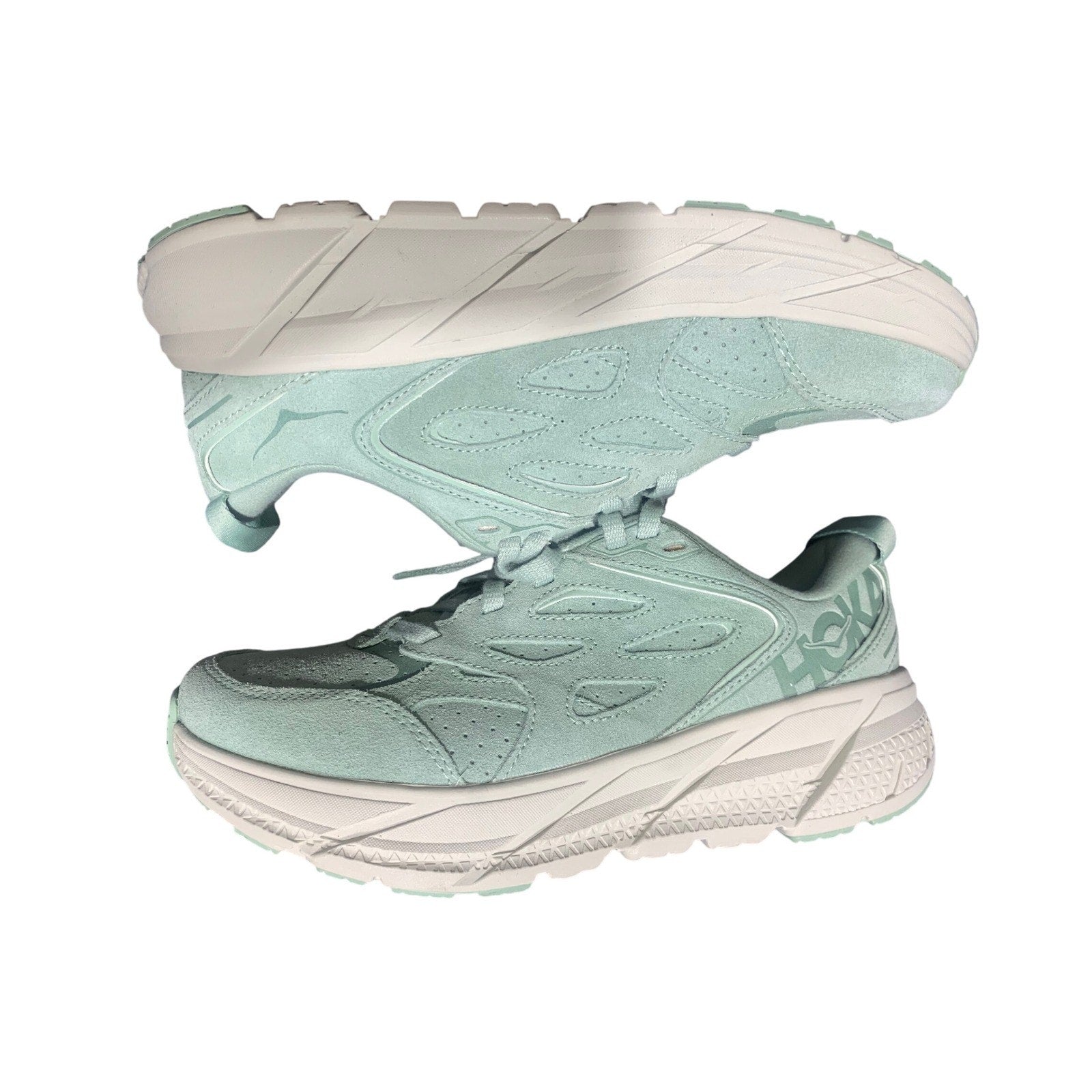 Hoka Clifton L Suede Women's Sneakers Walking Running Smoke Green US 8w US 7m