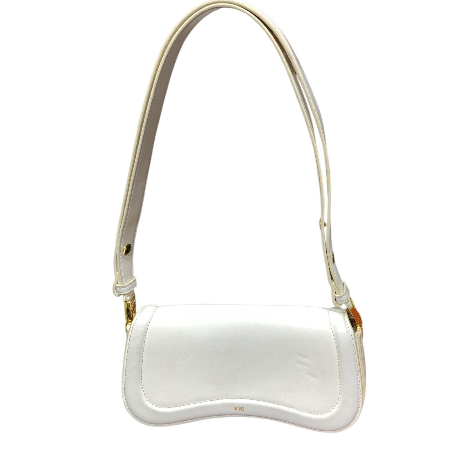 JW PEI Eva Shoulder Bag Ivory Vegan Leather Curved Baguette Gold Hardware ANTHRO