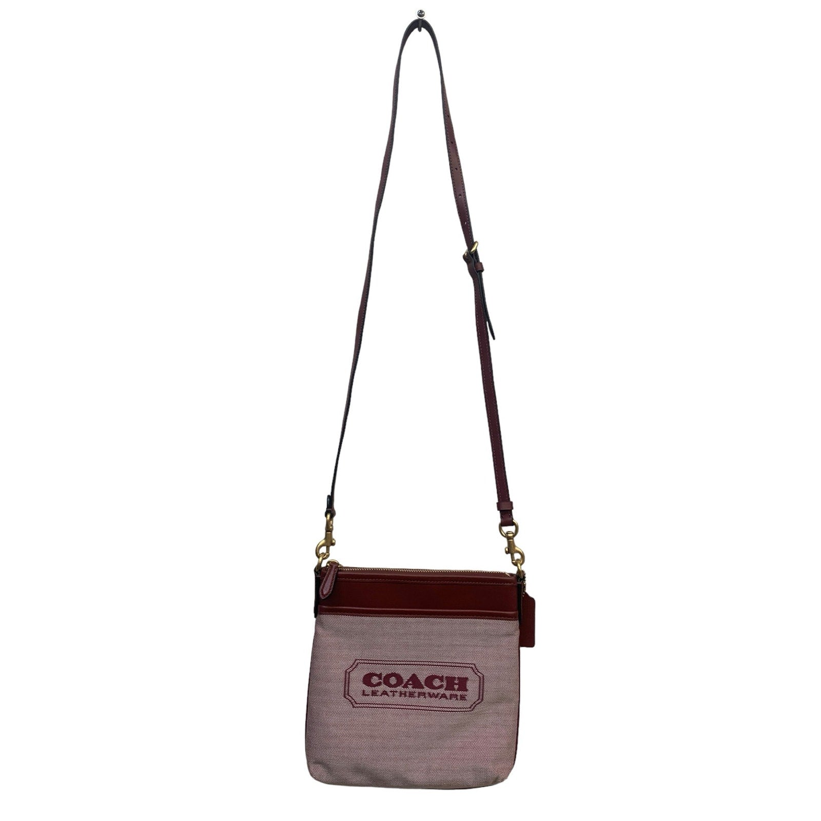 Coach Badge Jacquard Knit Crossbody in Wine LIKE NEW