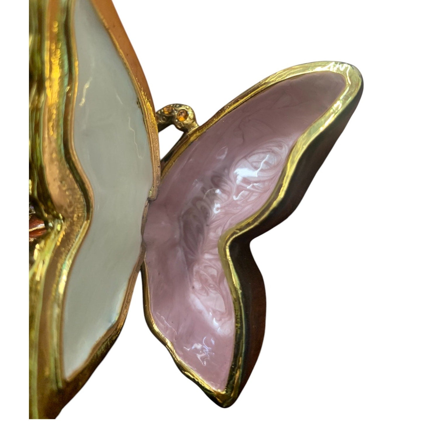 Fitz & Floyd Jeweled Butterfly Box-Ruby Enamel Trinket Box