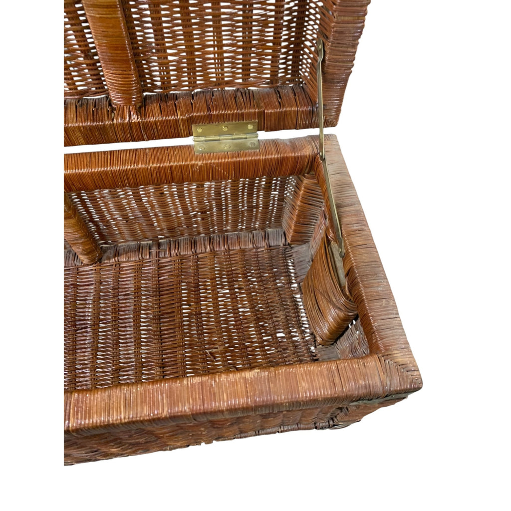 Vintage Chinoiserie Hand Woven Wicker Chest 28"