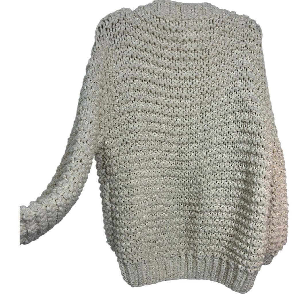 Anthropologie One Size Cream Chunky Knit Oversized Open Front Cardigan Sweater