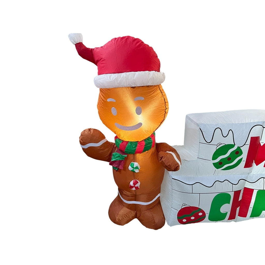 10ft Christmas Inflatable Gingerbread Man Merry Christmas Sign and Tree LED