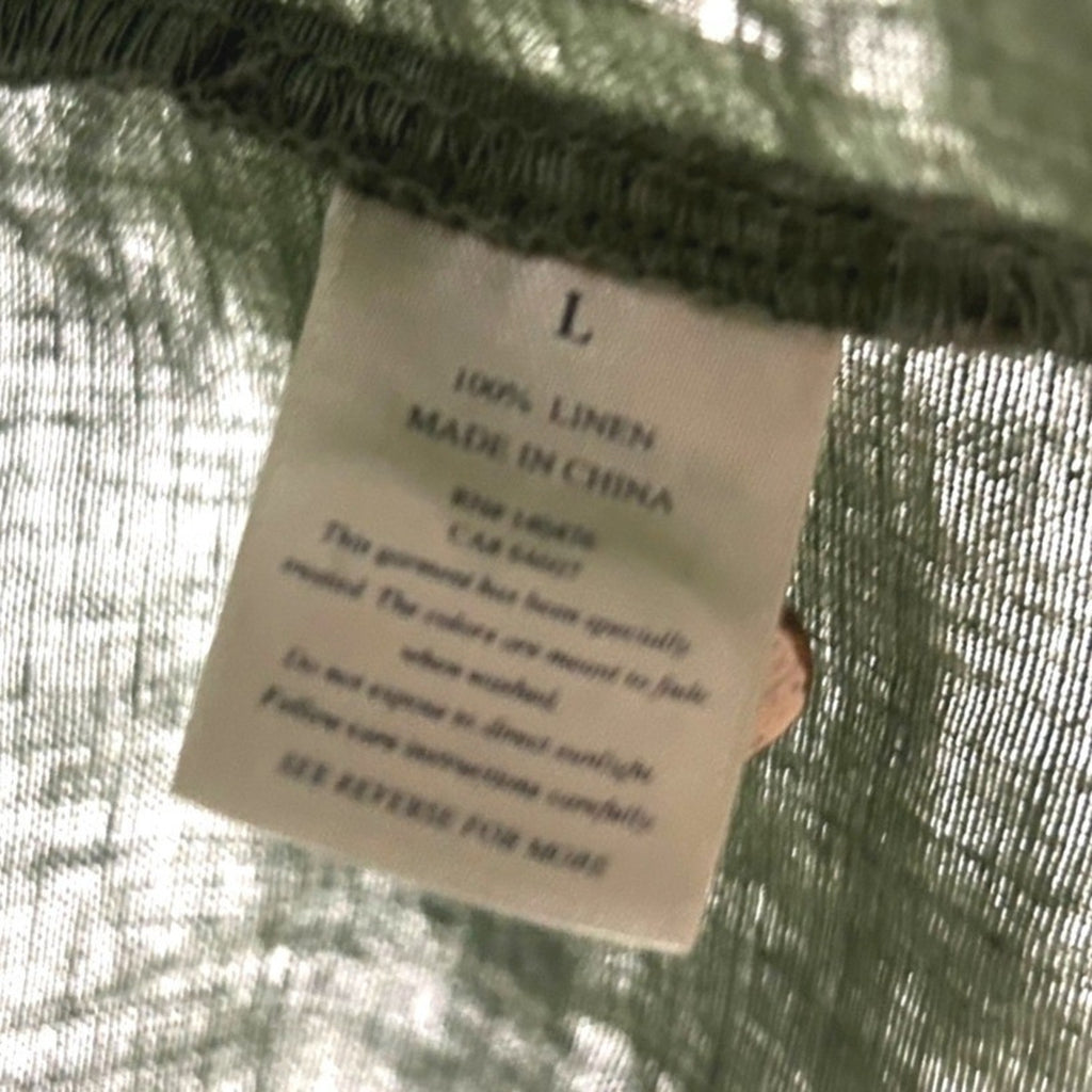 Faherty Mens 100% Linen Short Sleeve Camp Collar Shirt Thyme Green Large WDU2549