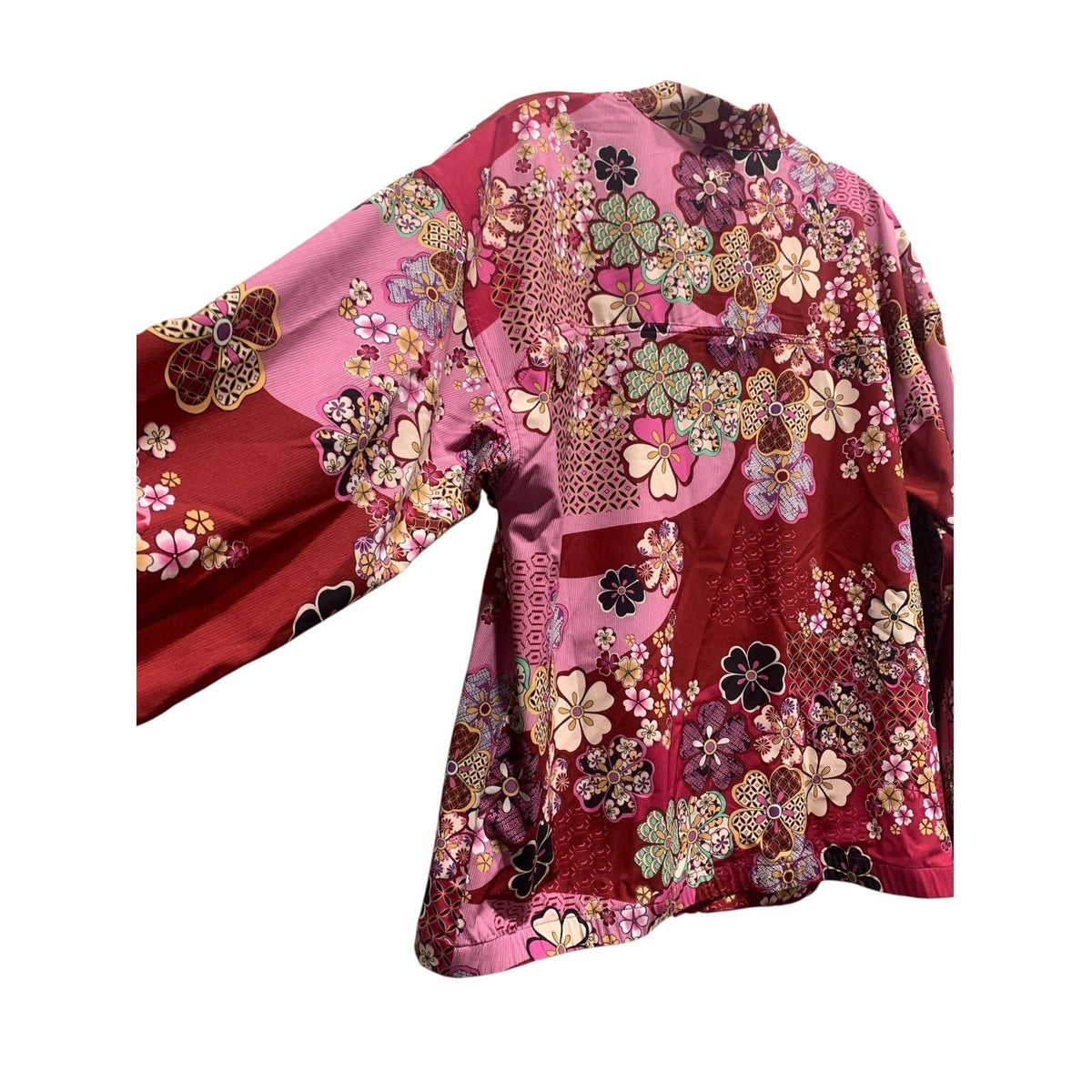Johnny Was Bee Active Womens Yama Floral Patchwork Full Zip Jacket Size Large