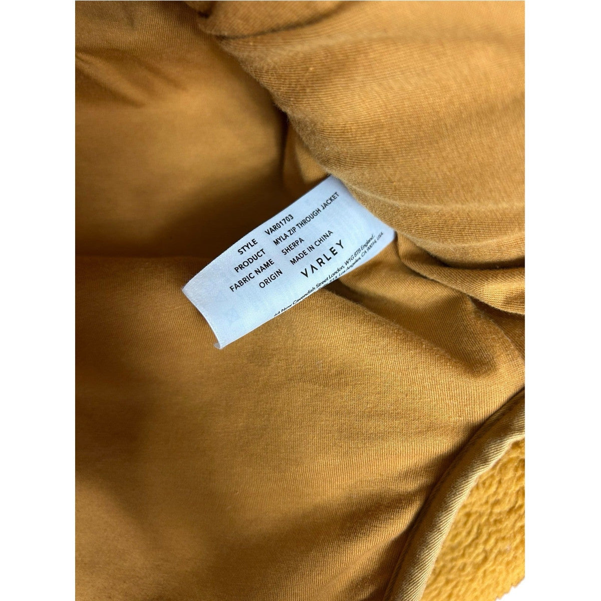 Varley Myla Zip Through Sherpa Jacket Mustard Yellow VAR01703 Small FALL COZY