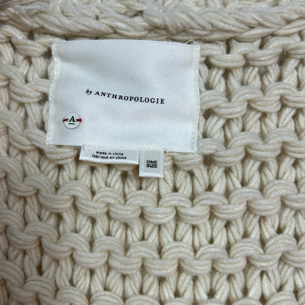 Anthropologie One Size Cream Chunky Knit Oversized Open Front Cardigan Sweater
