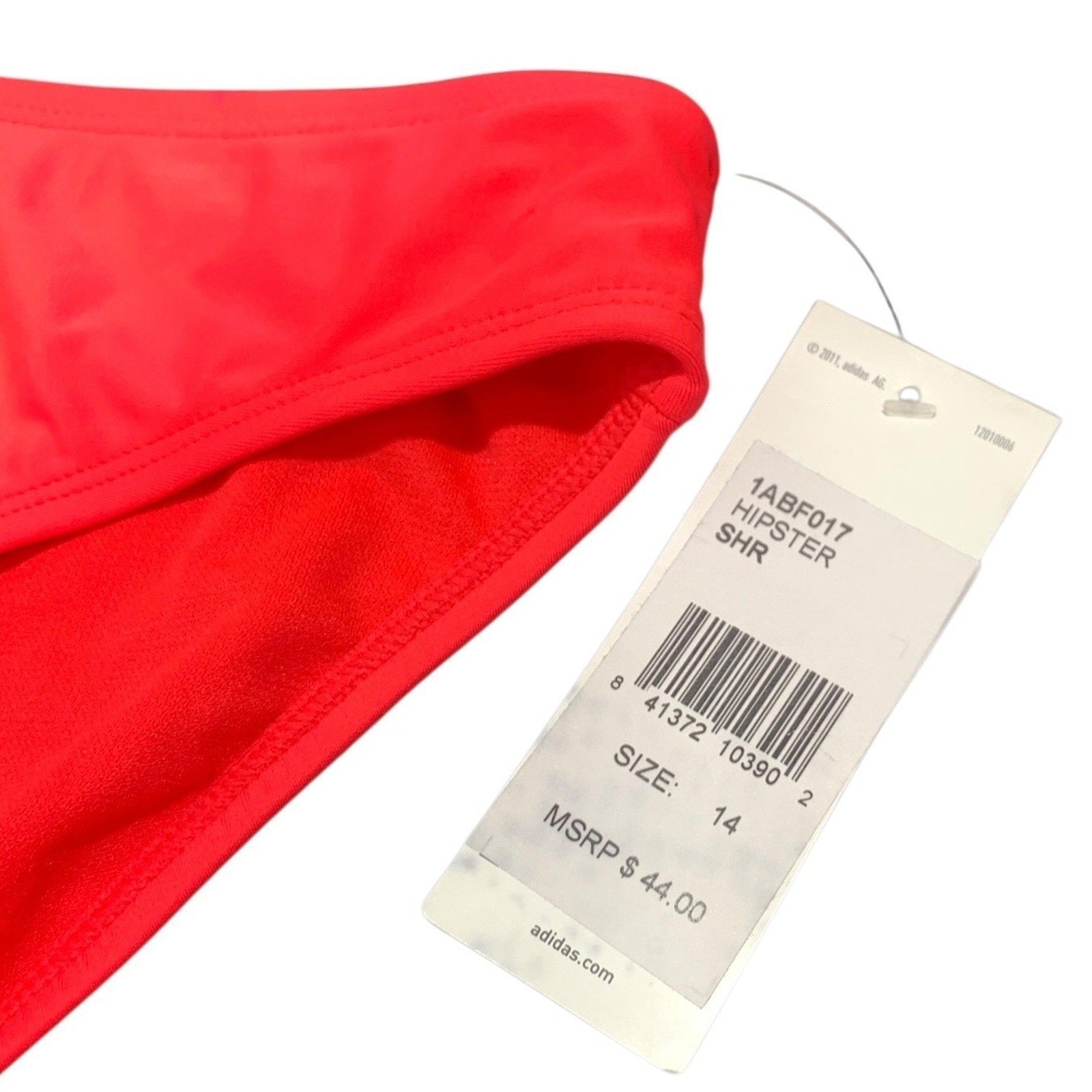 Adidas Womens Hipster Bikini Bottom Solar Red Swim Separate 1ABF017 Size 14 NEW