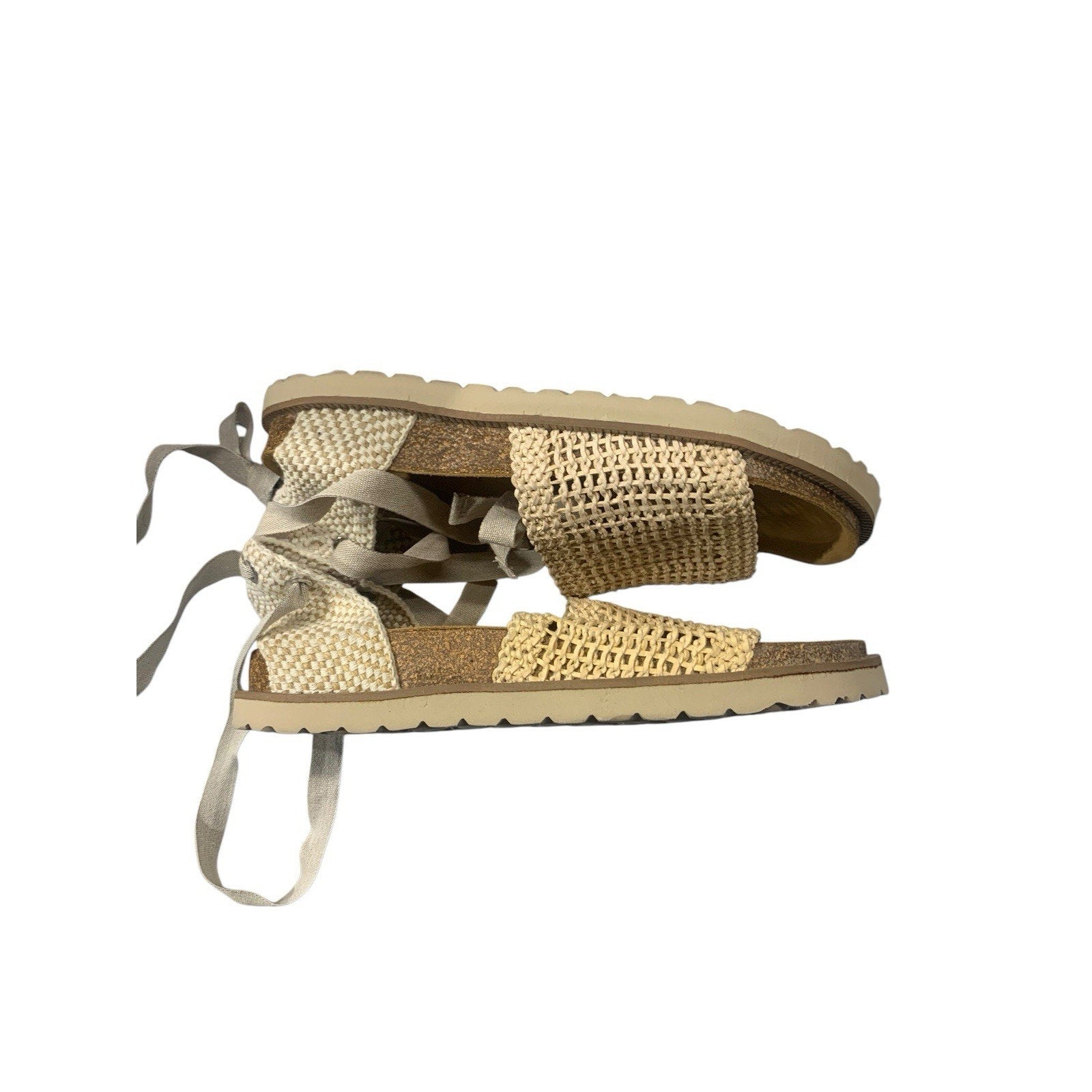 Free People Happy Feet Ankle Tie Crochet Sandal Espadrille Tea EU 38 Women's 7.5