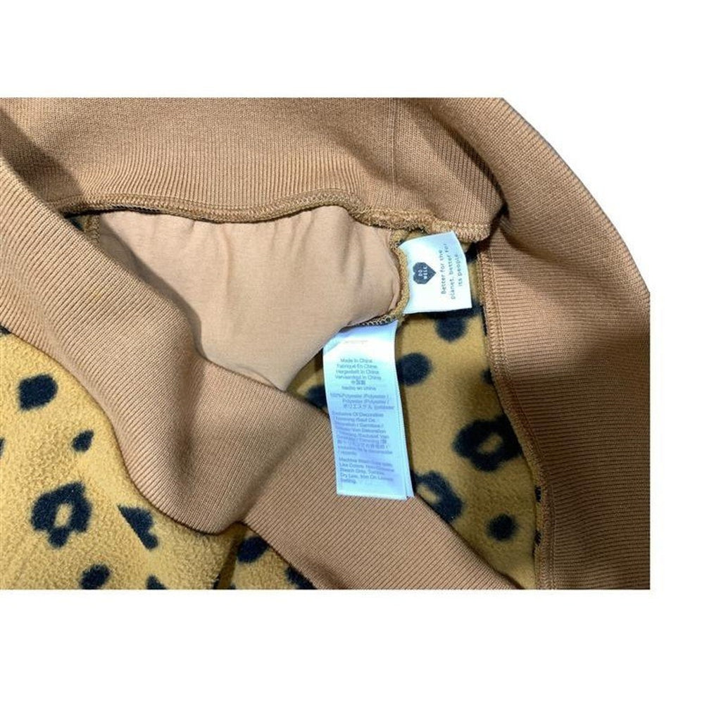 NWT Madewell Leopard Print Quarter Zip Fleece Pullover Mustard Tan Black MC205 L