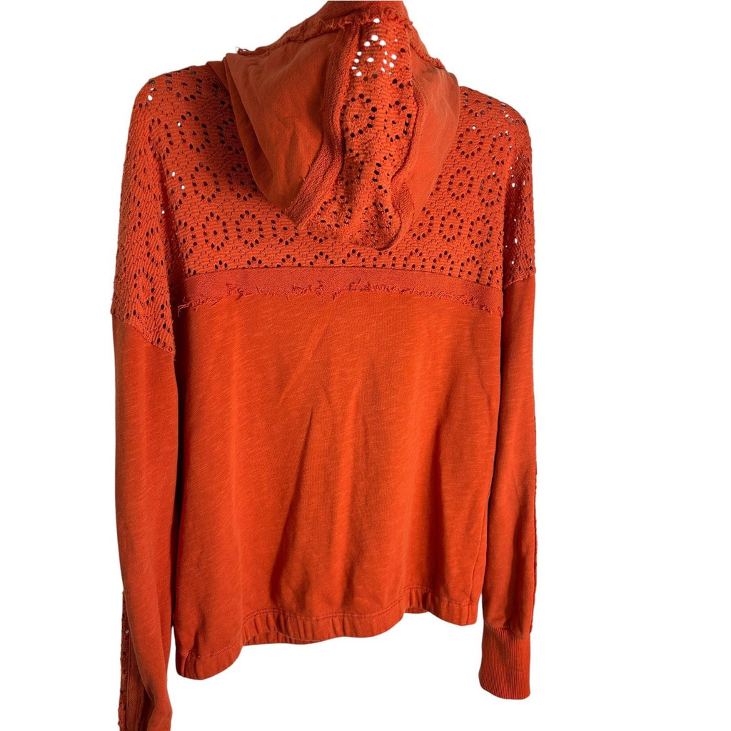 Daily Practice by Anthropologie Robyn Crochet Hoodie Orange Eyelet Medium