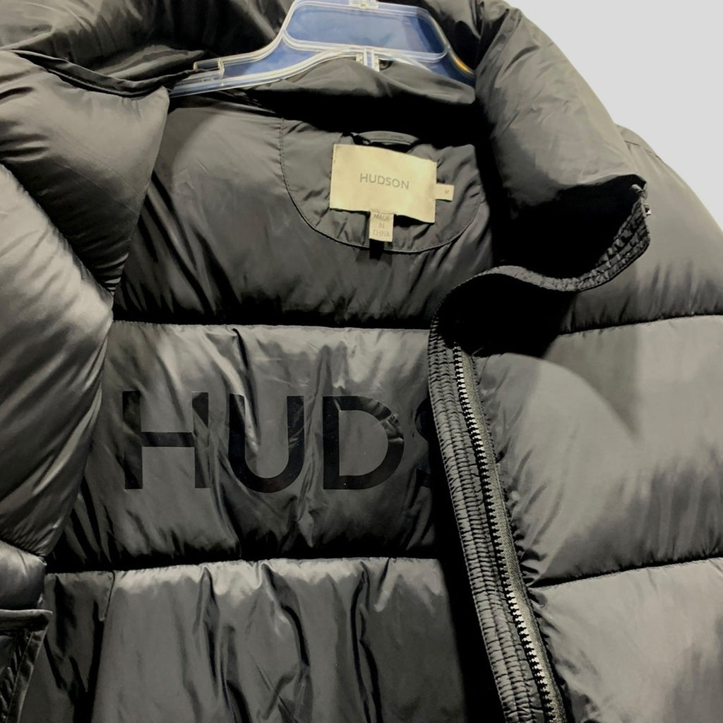 HUDSON Black Puffer Jacket Stand Collar Full Zip Women's Size Medium