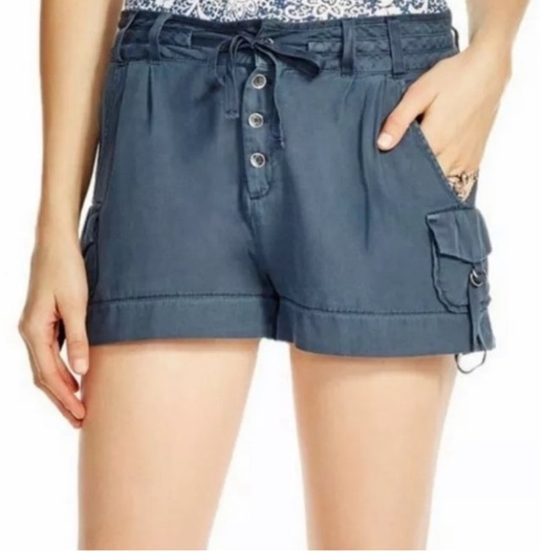 Free People Melvin High Rise Cargo Navy Shorts SZ 4
