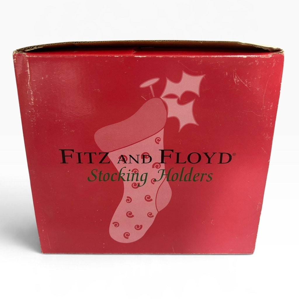 Fitz and Floyd Essentials Happy Holidays Santa Stocking Holder with Box 7.5in
