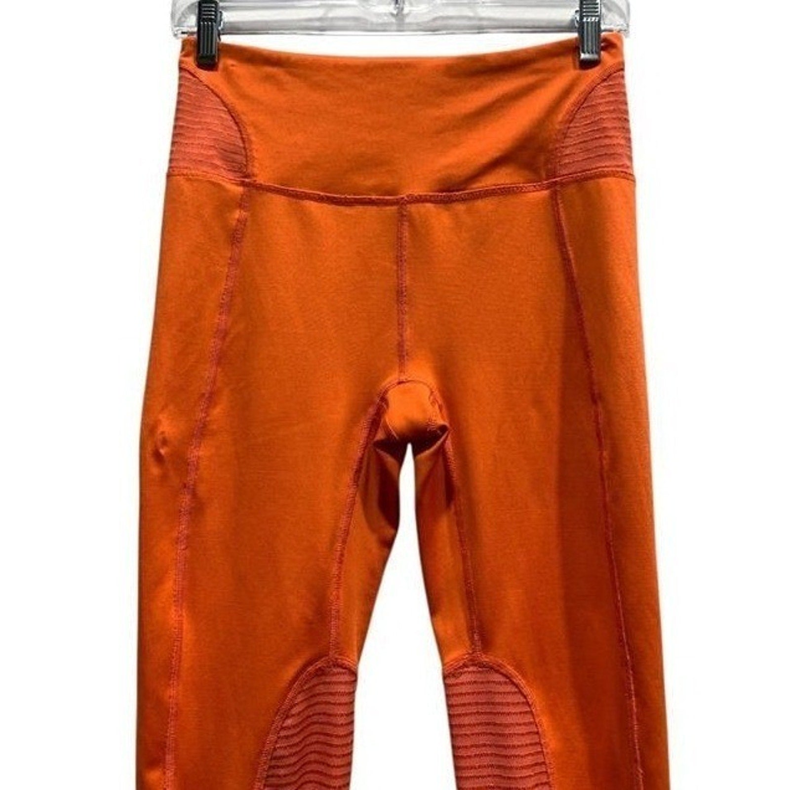 Free People Movement Womens Orange Ribbed Moto High Rise Leggings Size Small