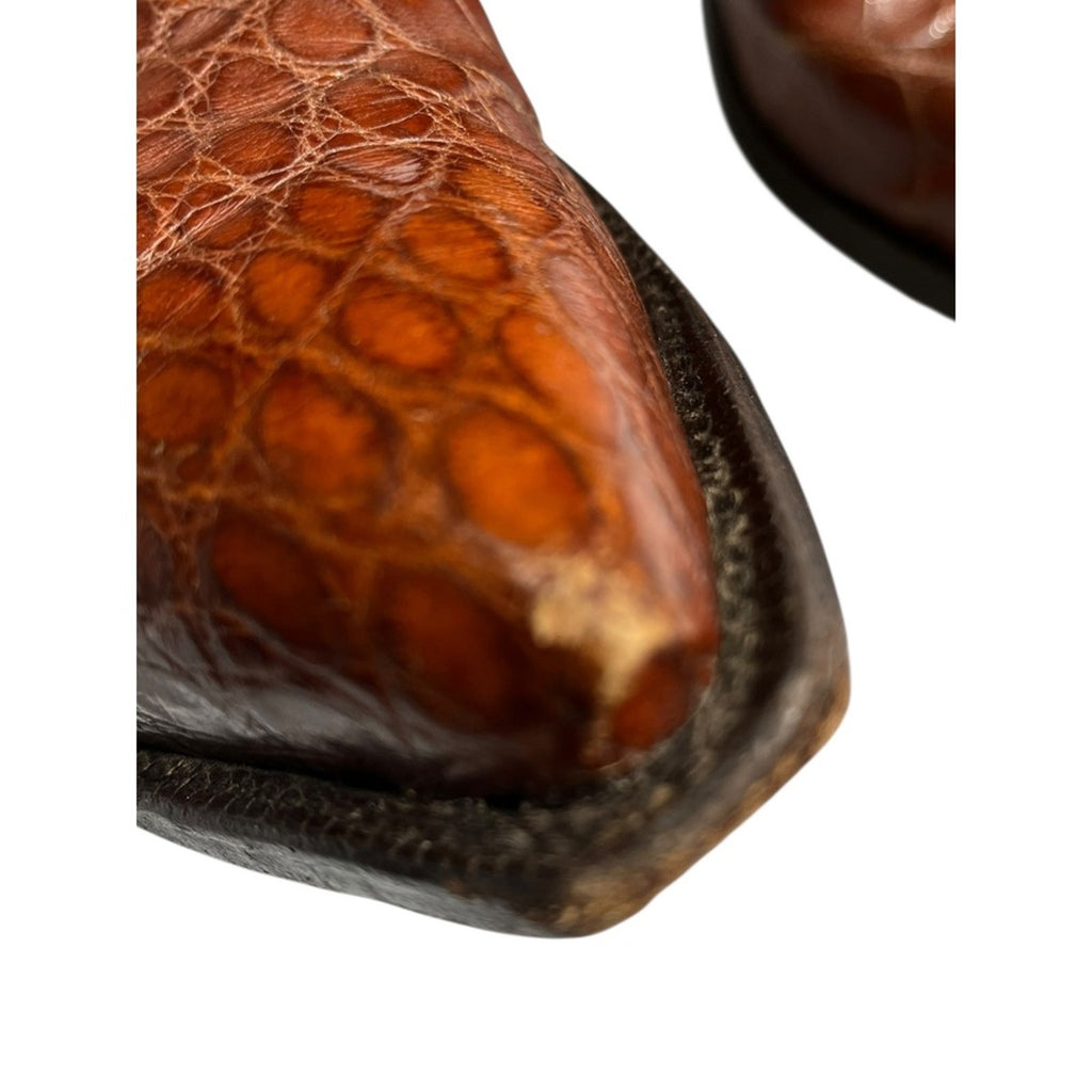 Justin Cognac Belly Alligator Cowboy Boots Men's Crocodile Size 11 EE Western