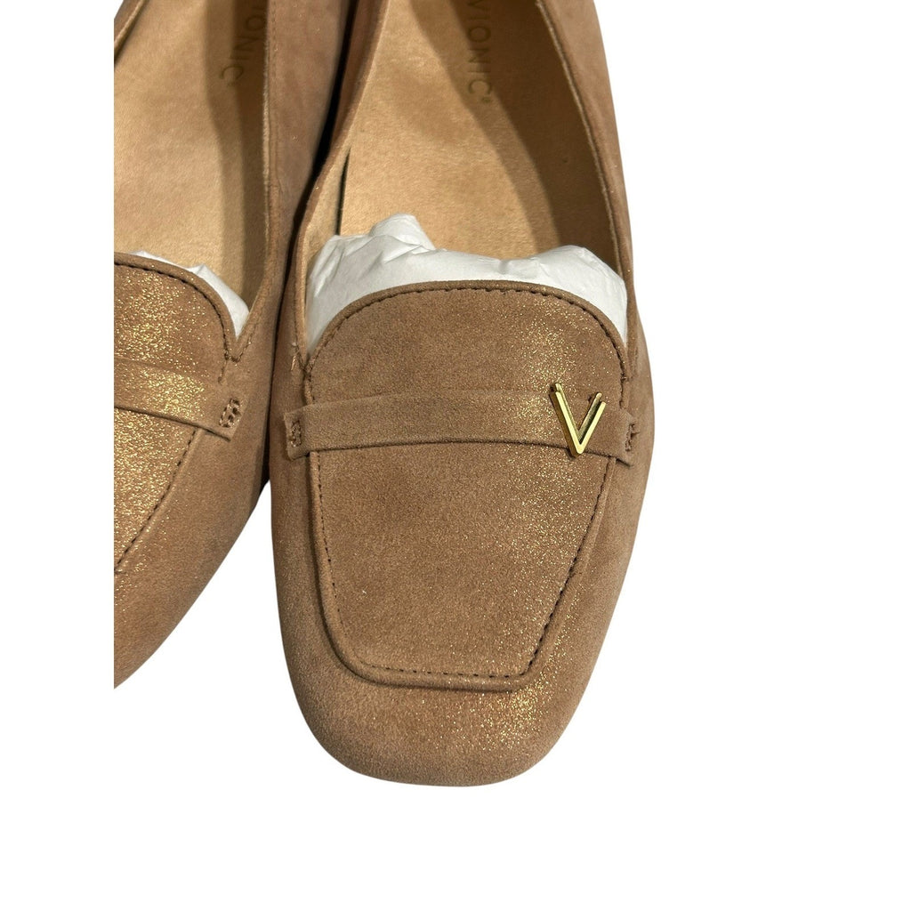 Vionic Hayes Skimmer Loafer Polluted Rose Gold Leather Square Toe Gold V sz 11
