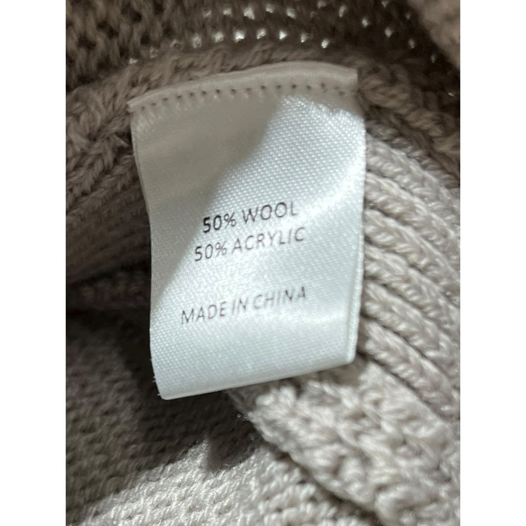 Tuckernuck Wheat Bexley Crew Sweater Wool Blend Gold Buttons Beige Gray SZ S