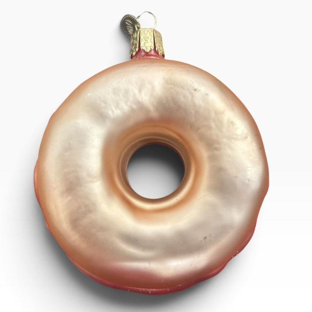 Old World Christmas Pink Glazed Donut Glass Ornament Sprinkles 32151