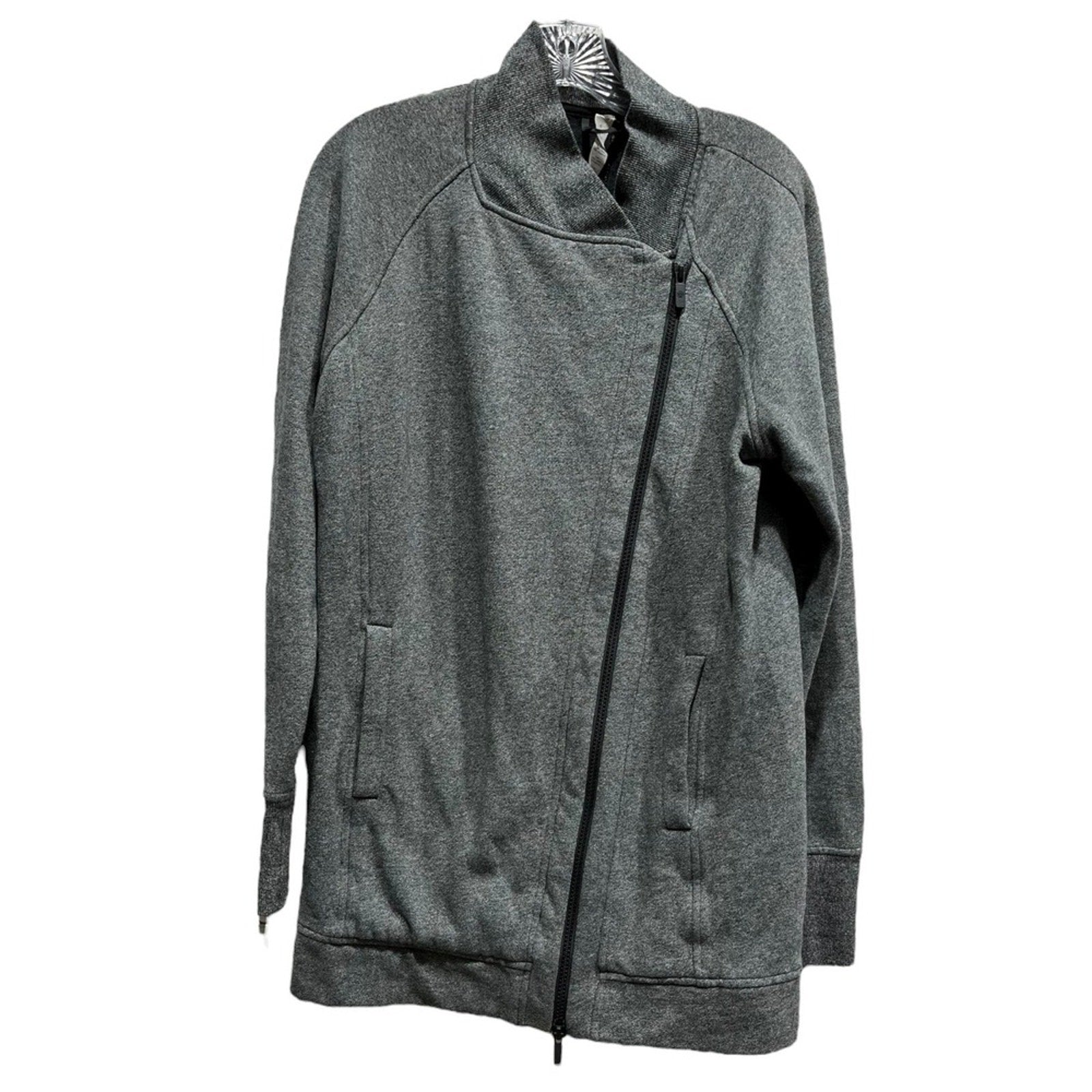 Lululemon Back To It Wrap Heathered Speckled Black Gray Asymmetrical Zip Size 6