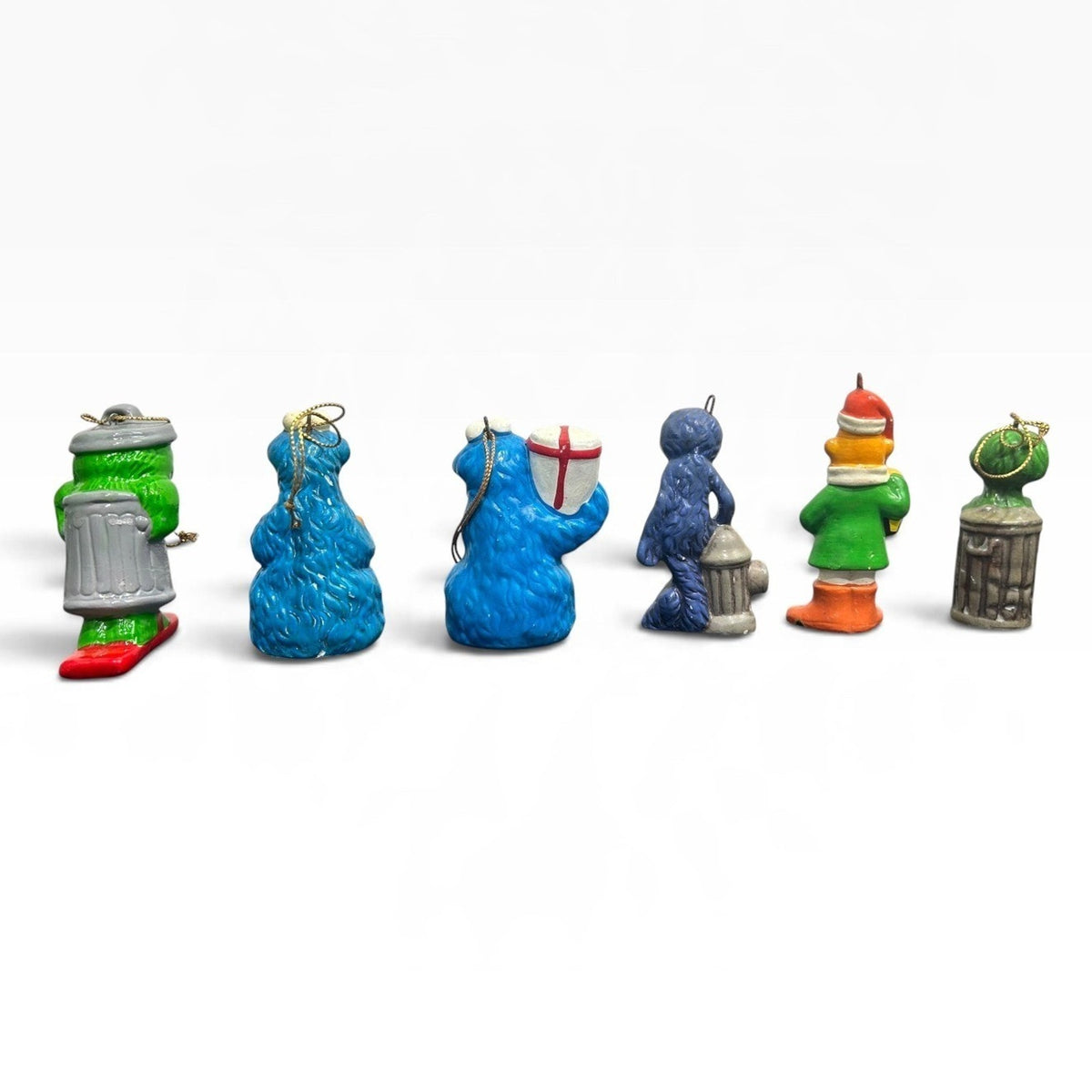 Vintage 1977 Sesame Street Muppets Christmas Ornaments Lot Cookie Monster Oscar