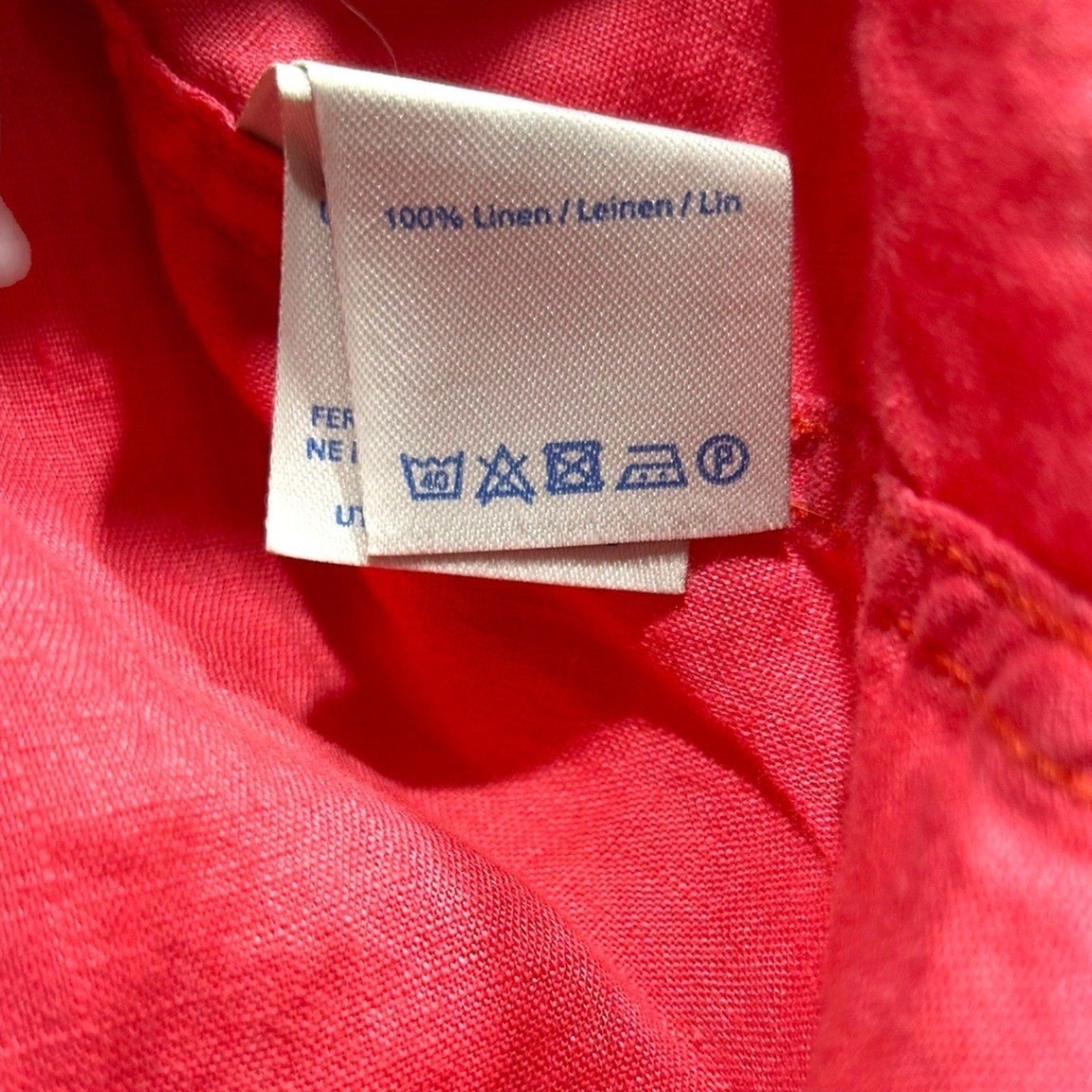 Boden Pink 100% Linen Button Down Shirt Long Sleeve Pockets WA689 US 12R