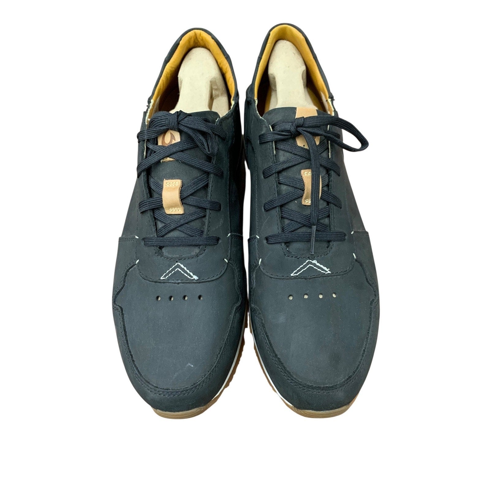 OluKai Huaka'I Li Mens Black Leather Sneakers Casual Shoes Comfort Size 11