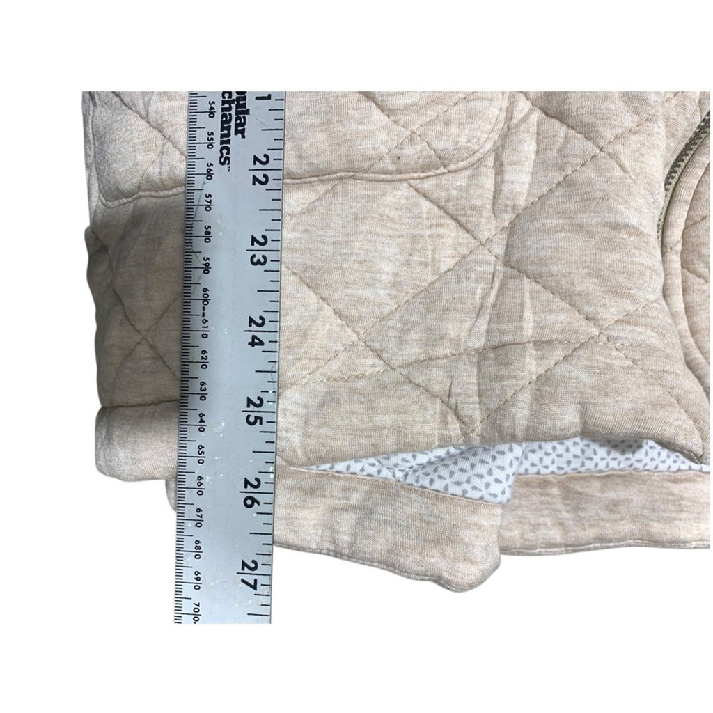 Saturday Sunday Quilted Hooded Jacket Beige Full Zip Pockets Cozy Womens sz M