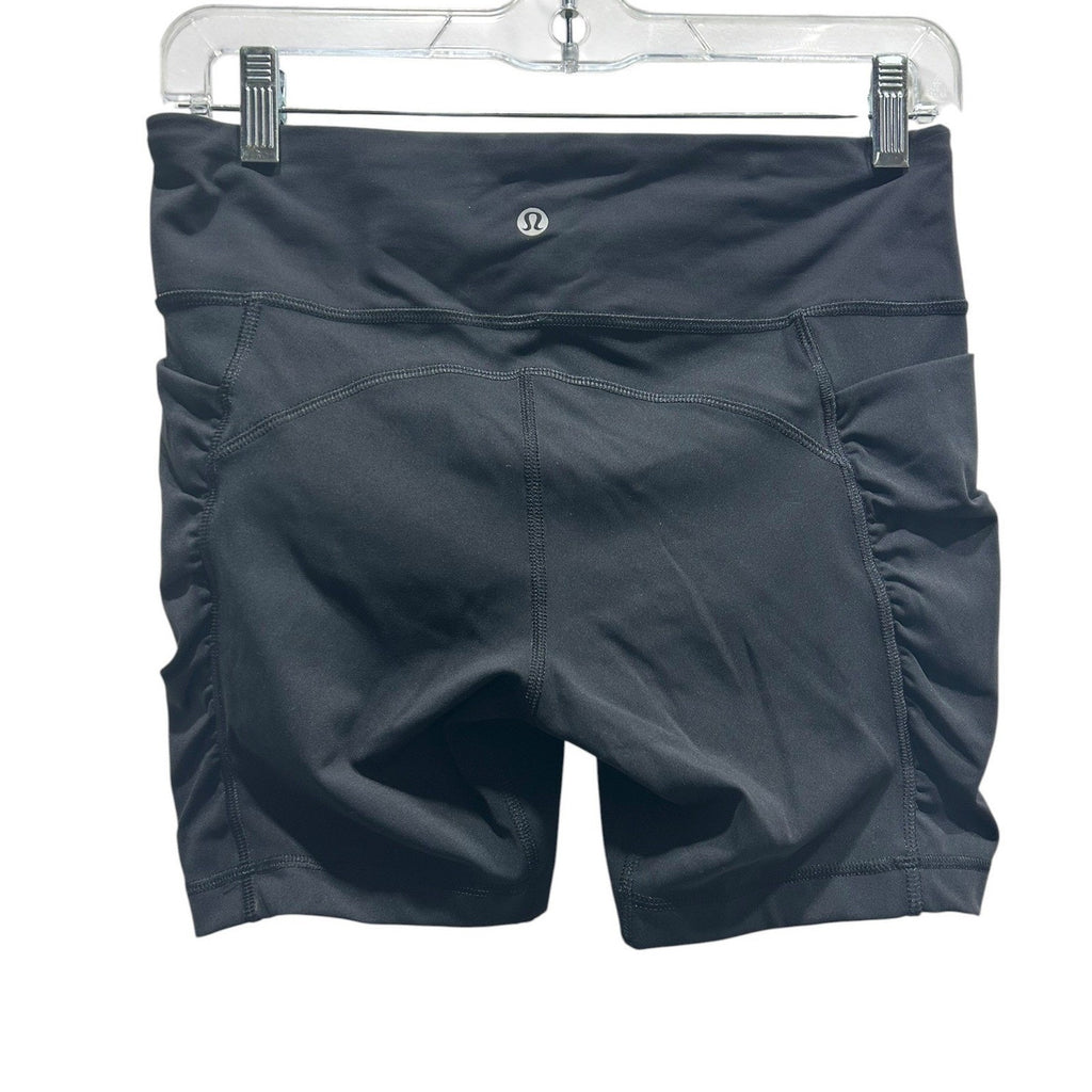Lululemon Black Ruched Side Pocket High Rise Biker Shorts Womens Size 6